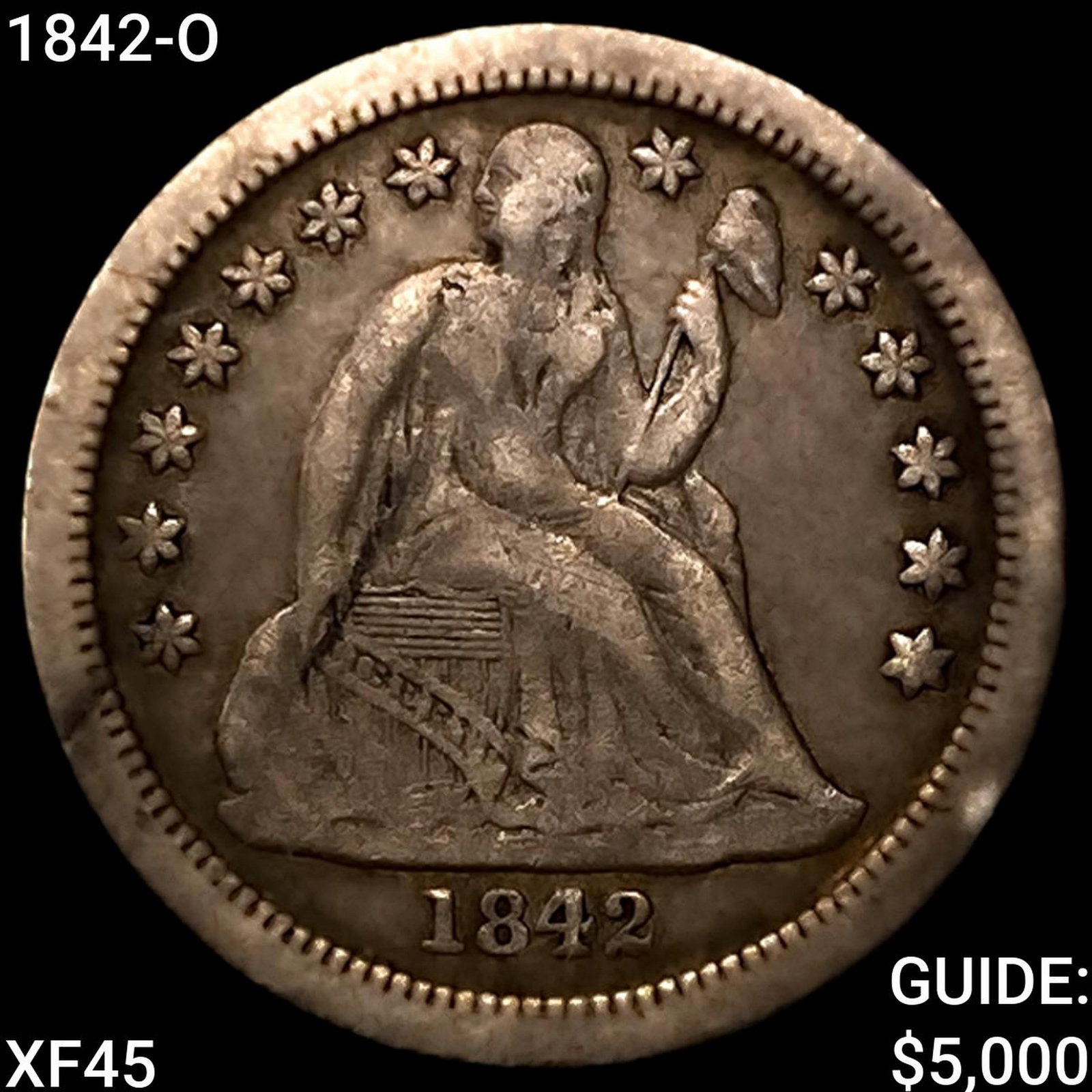 1842-O Seated Liberty Dime NEARLY UNCIRCULATED: 1842-O Seated Liberty Dime NEARLY UNCIRCULATED