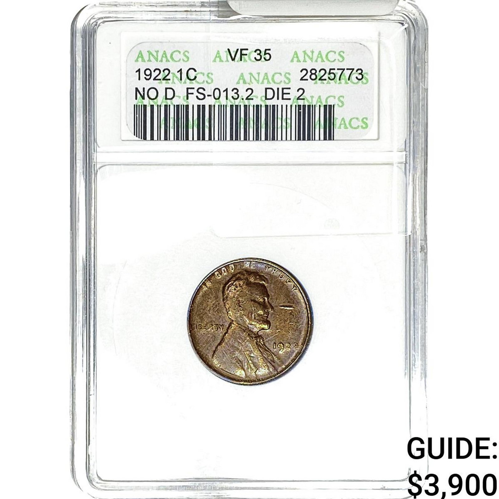 1922 No D Wheat Cent ANACS VF35: 1922 No D Wheat Cent ANACS VF35