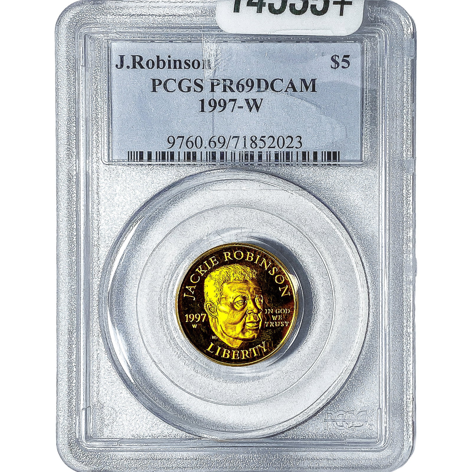 1997W 1/4oz Gold Commemorative $5-J. Robinson PCGS PR69 DCAM: 1997W 1/4oz Gold Commemorative $5-J. Robinson PCGS PR69 DCAM