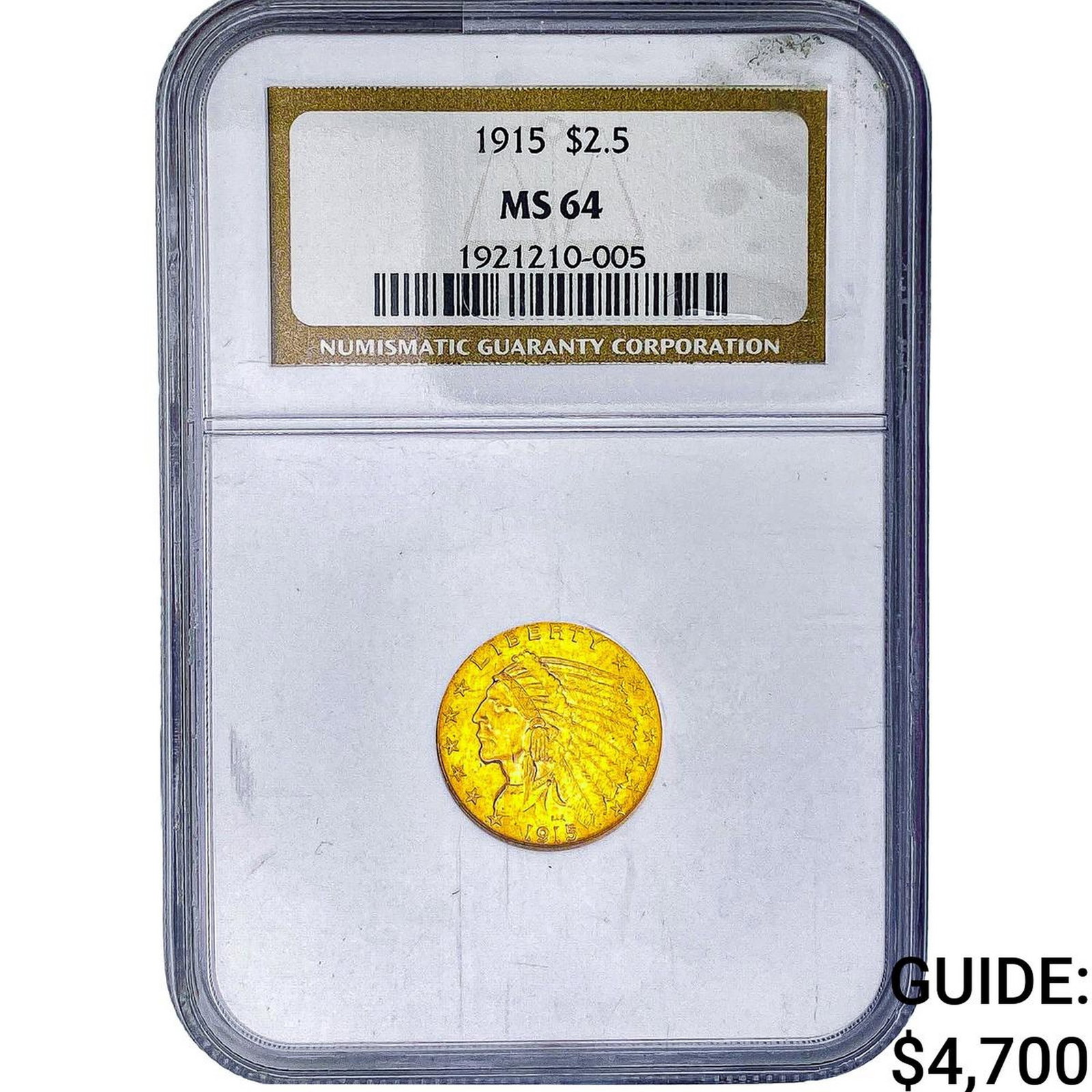 1915 $2.50 Gold Quarter Eagle NGC MS64: 1915 $2.50 Gold Quarter Eagle NGC MS64