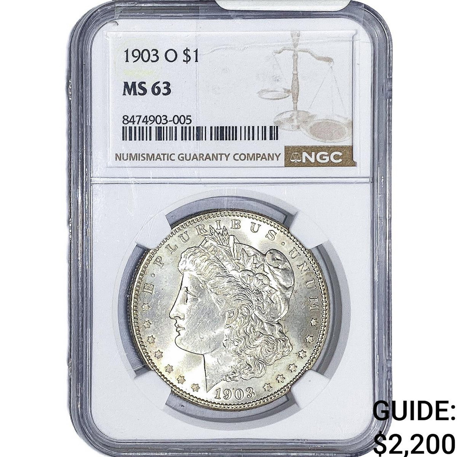 1903-O Morgan Silver Dollar NGC MS63: 1903-O Morgan Silver Dollar NGC MS63