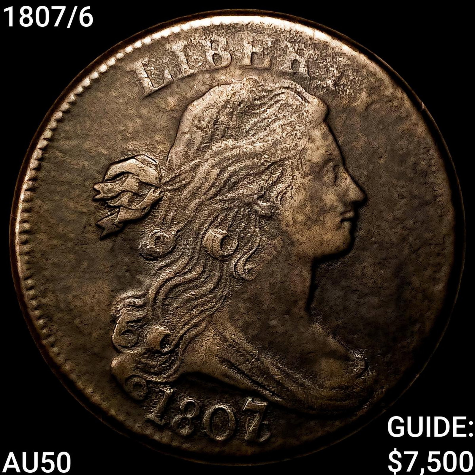 1807/6 Draped Bust Large Cent CLOSELY UNCIRCULATED (1 of 2)