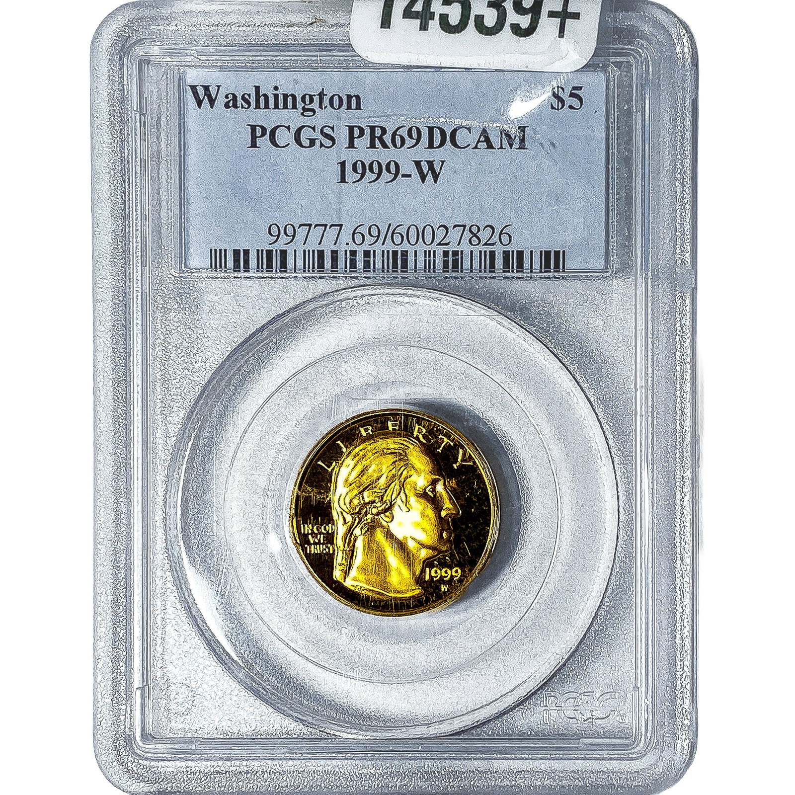 1999W 1/4oz Gold Commemorative $5-Washington PCGS PR69 DCAM: 1999W 1/4oz Gold Commemorative $5-Washington PCGS PR69 DCAM