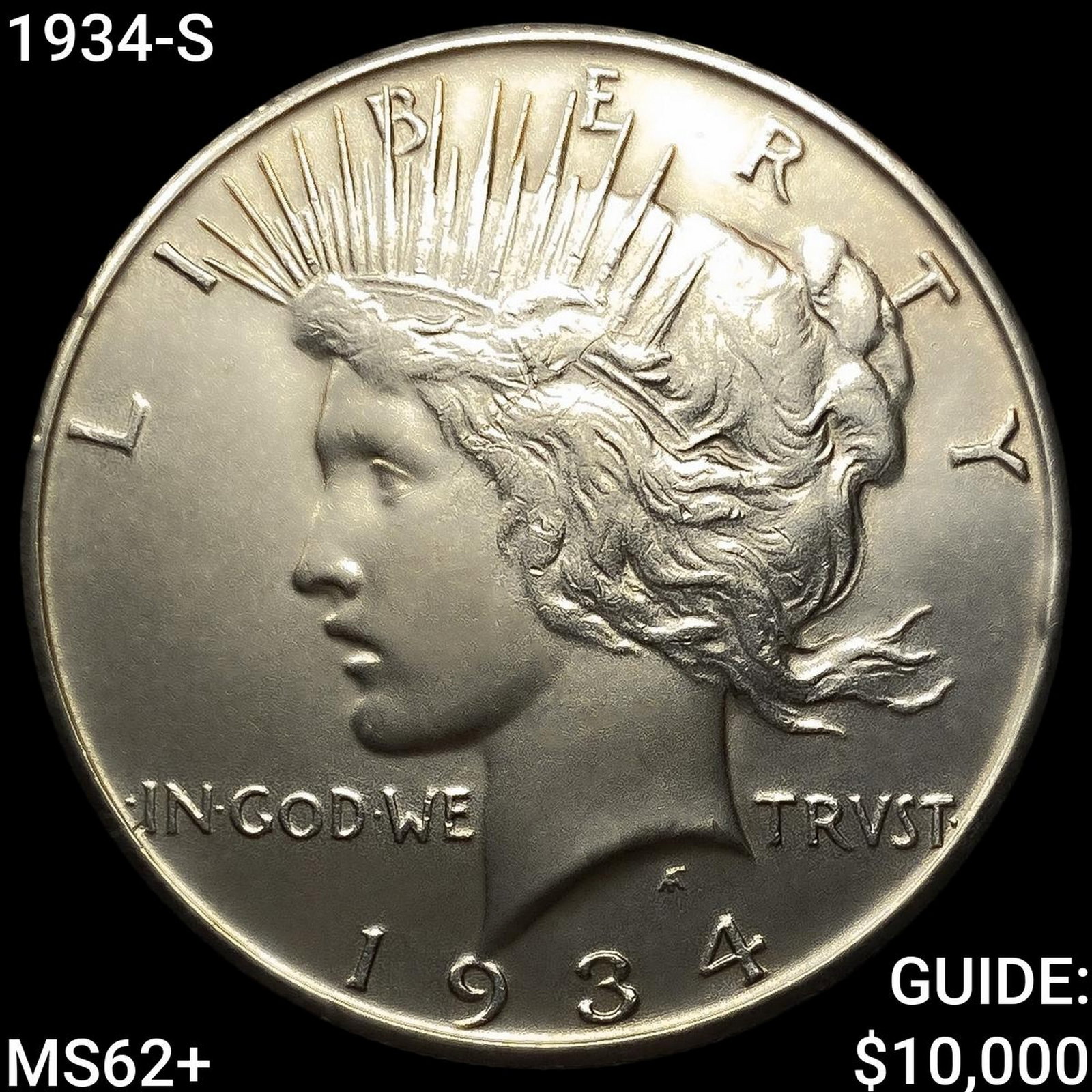 1934-S Silver Peace Dollar UNCIRCULATED +: 1934-S Silver Peace Dollar UNCIRCULATED +