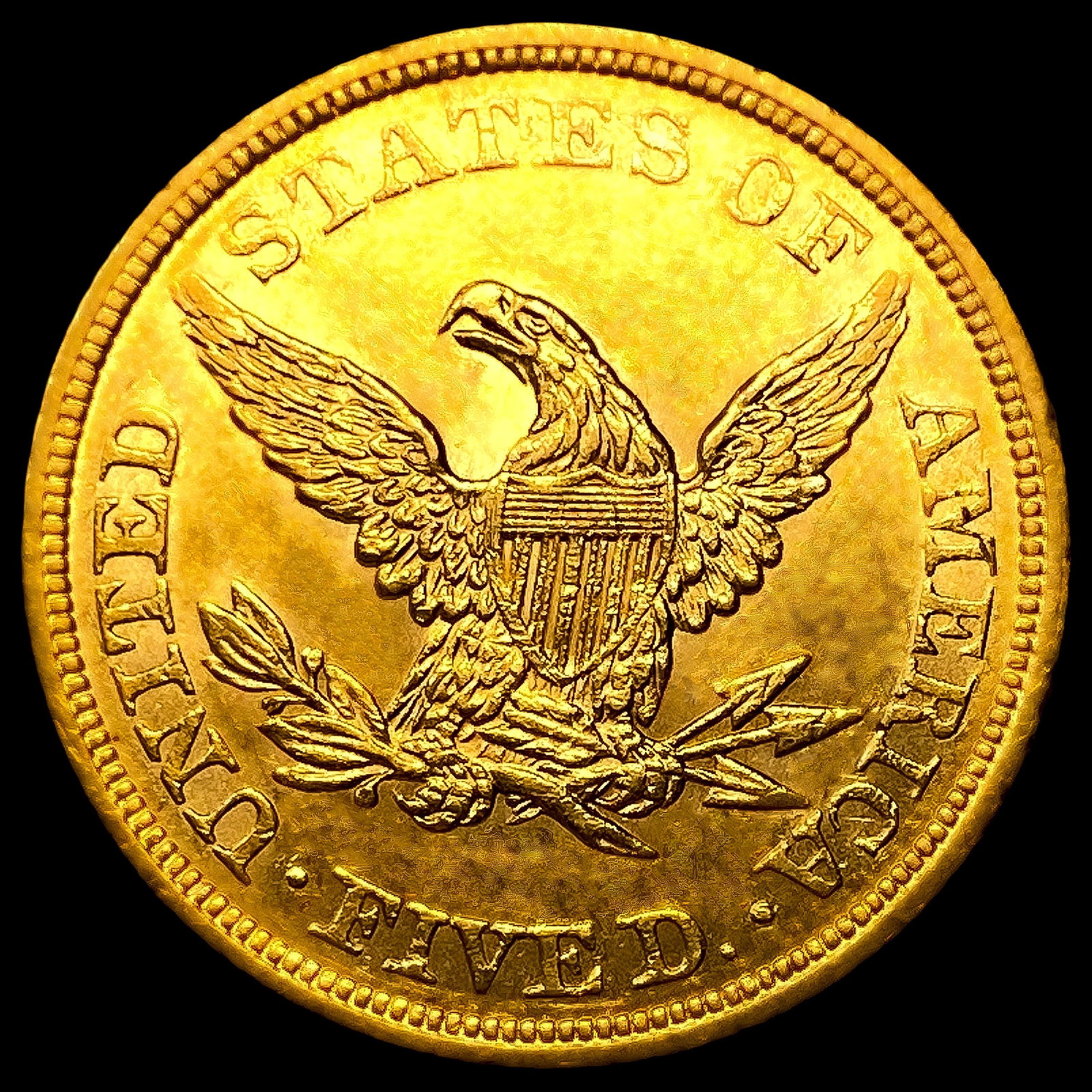 1844 $5 Gold Half Eagle UNCIRCULATED - 2