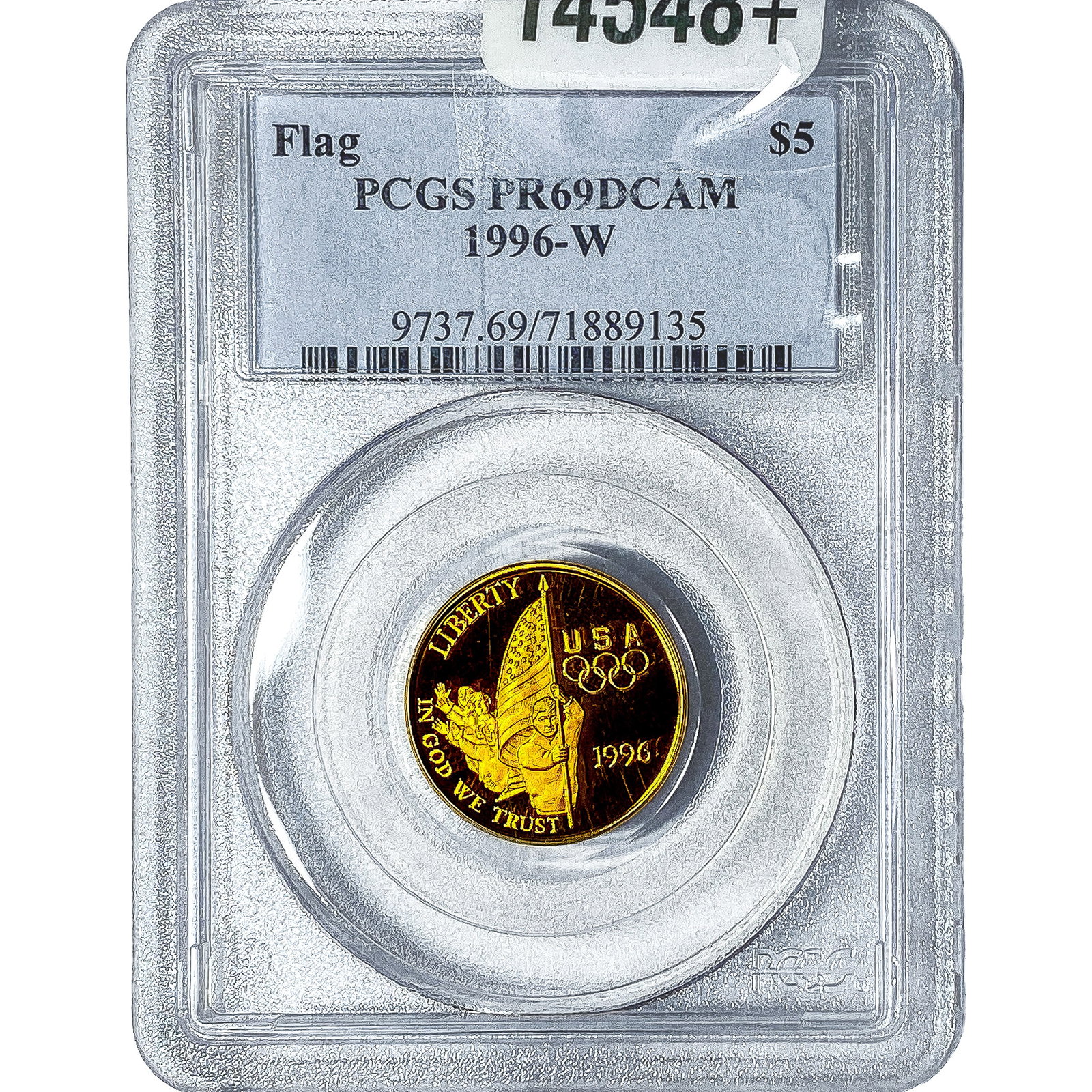 1996W 1/4oz Gold Commemorative $5-Flag PCGS PR69 DCAM: 1996W 1/4oz Gold Commemorative $5-Flag PCGS PR69 DCAM