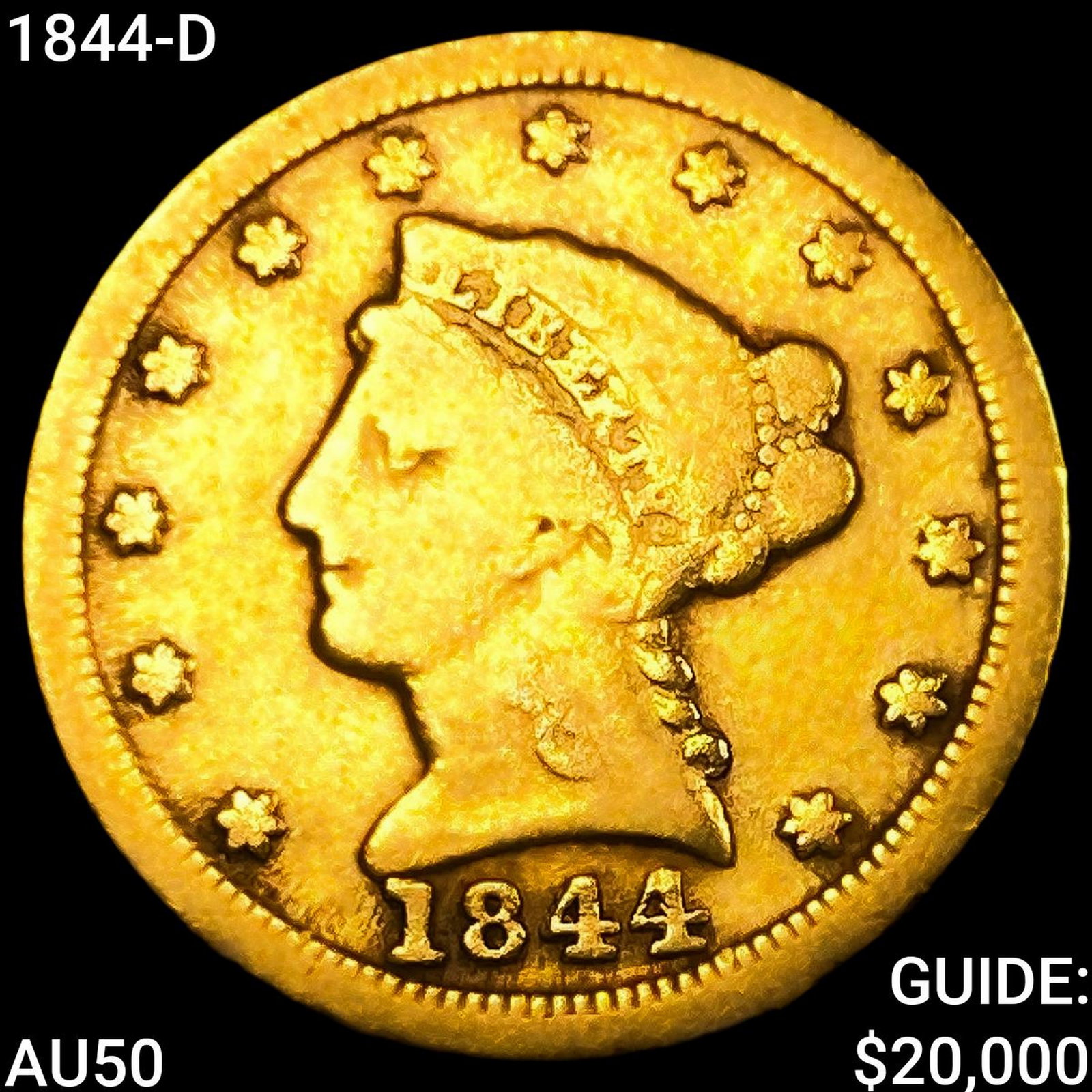 1844-D $2.50 Gold Quarter Eagle: 1844-D $2.50 Gold Quarter Eagle
