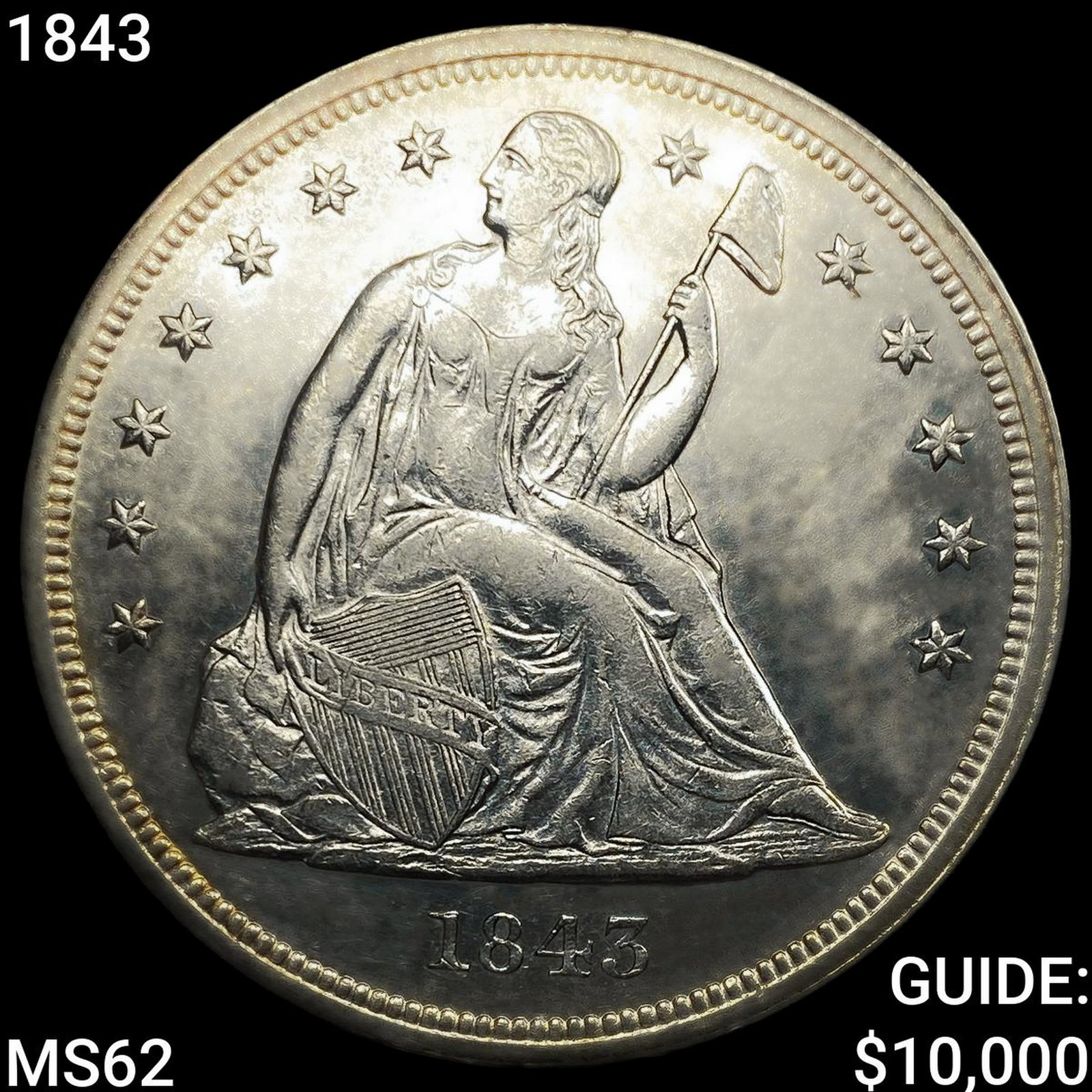 1843 Seated Liberty Dollar: 1843 Seated Liberty Dollar