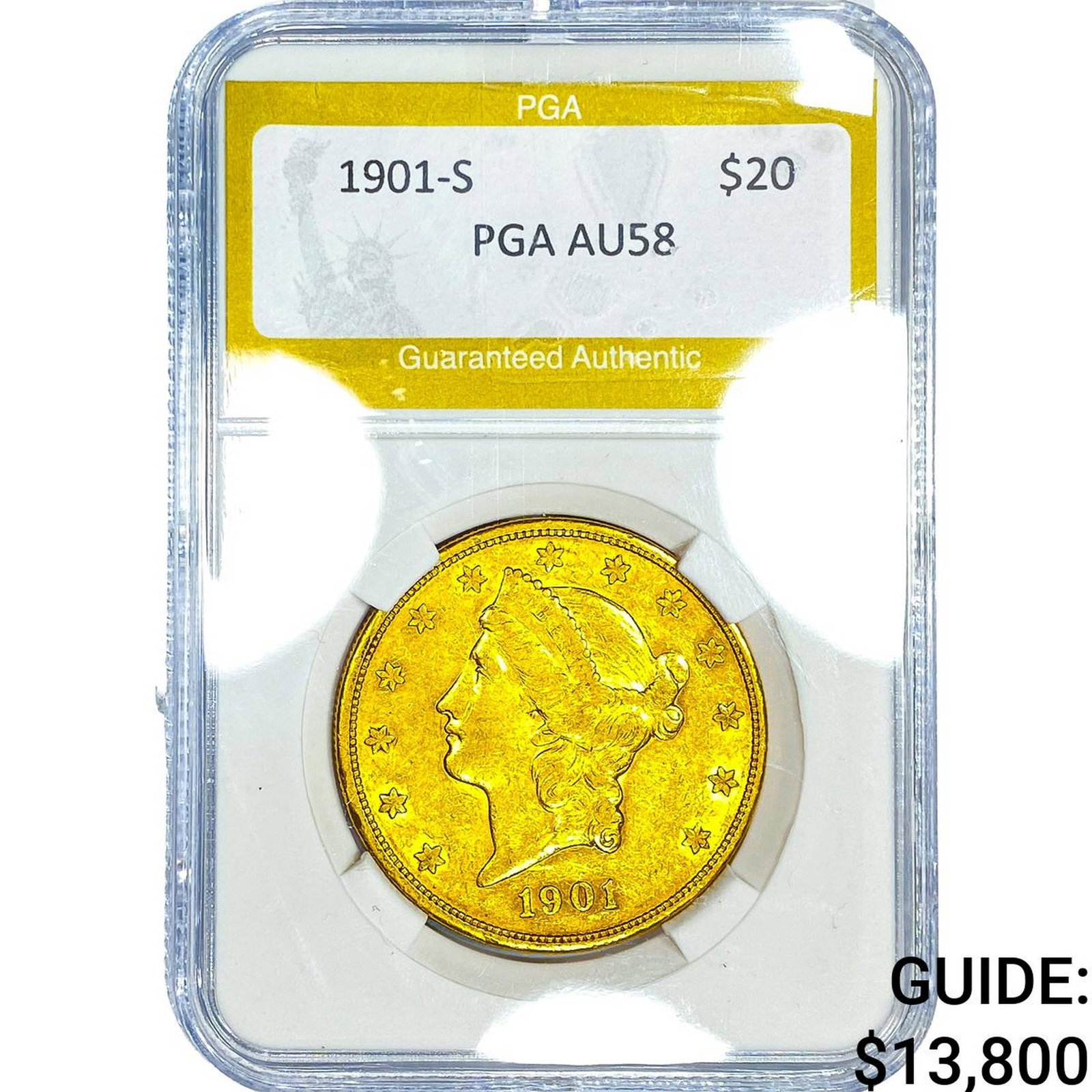 1901-S $20 Gold Double Eagle PGA AU58: 1901-S $20 Gold Double Eagle PGA AU58