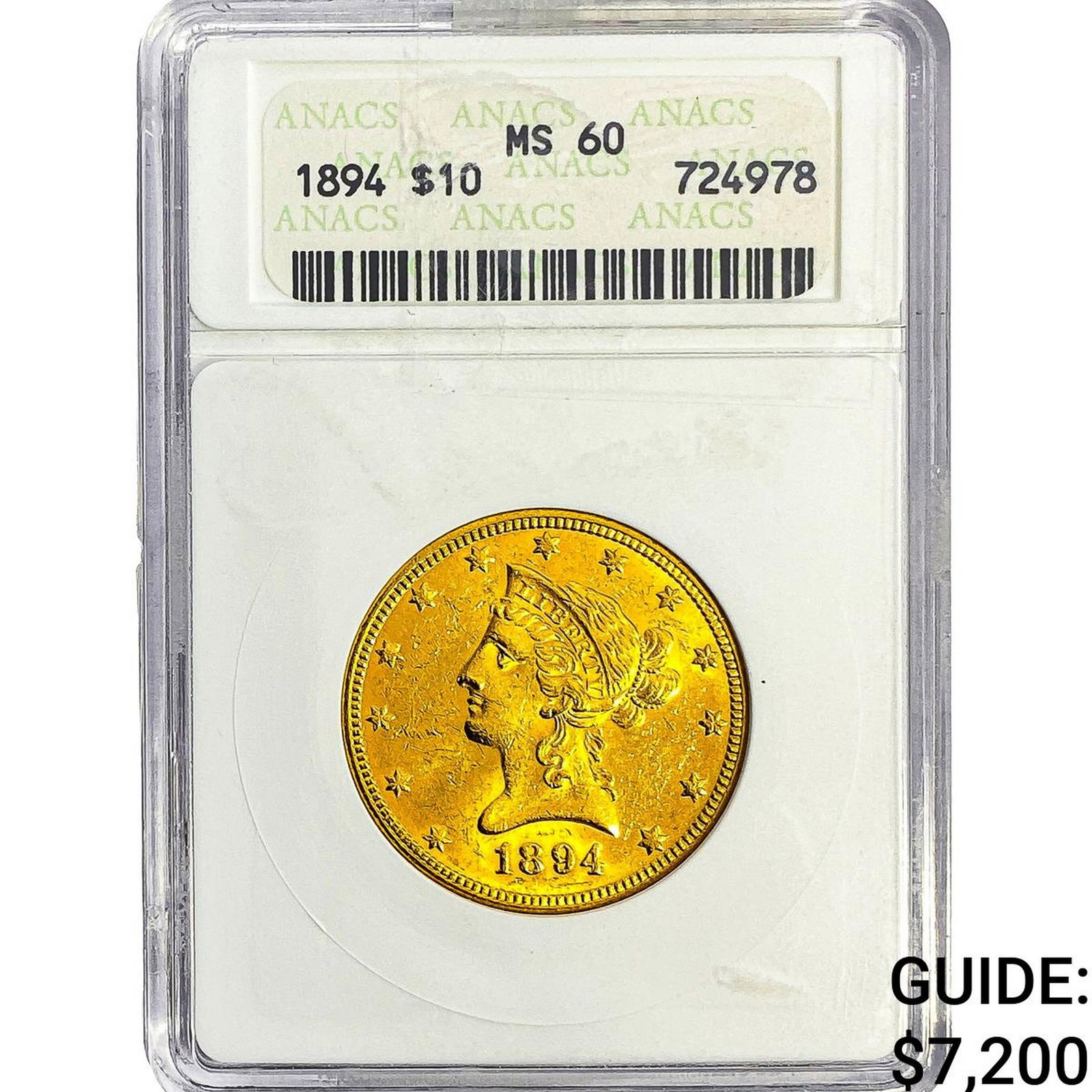 1894 $10 Gold Eagle ANACS MS60: 1894 $10 Gold Eagle ANACS MS60