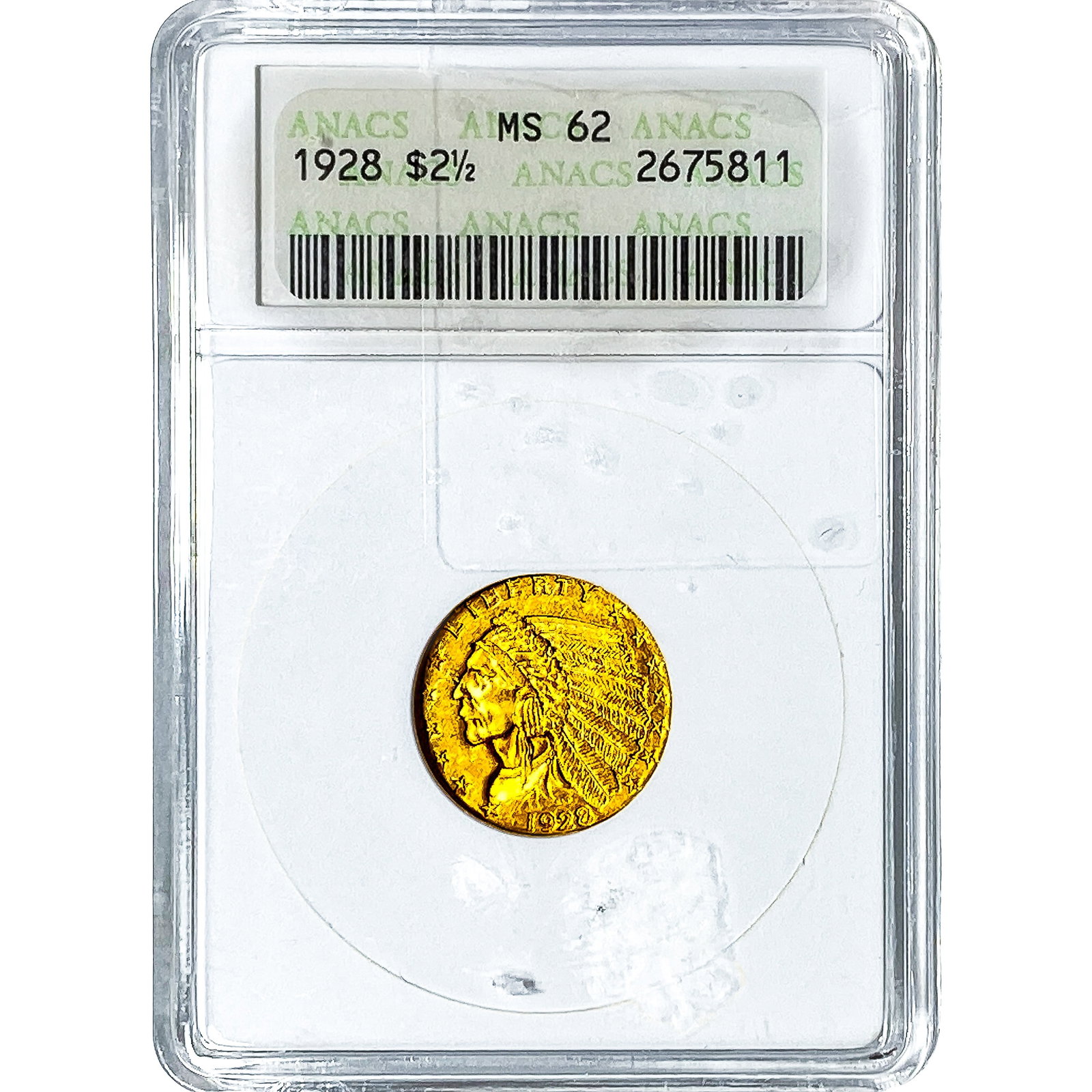 1928 $2.50 Gold Quarter Eagle ANACS MS62: 1928 $2.50 Gold Quarter Eagle ANACS MS62