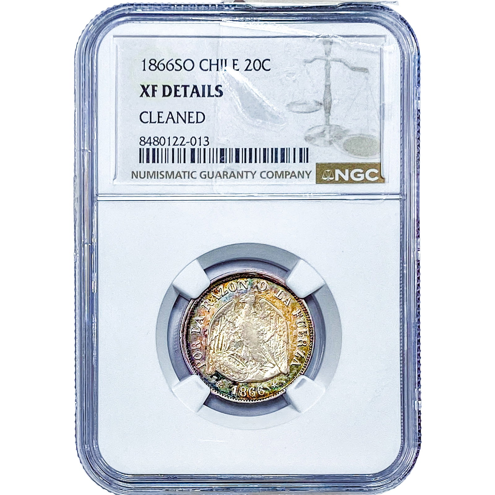 1866 Chile Silver 20 Cent NGC XF Details (1 of 2)