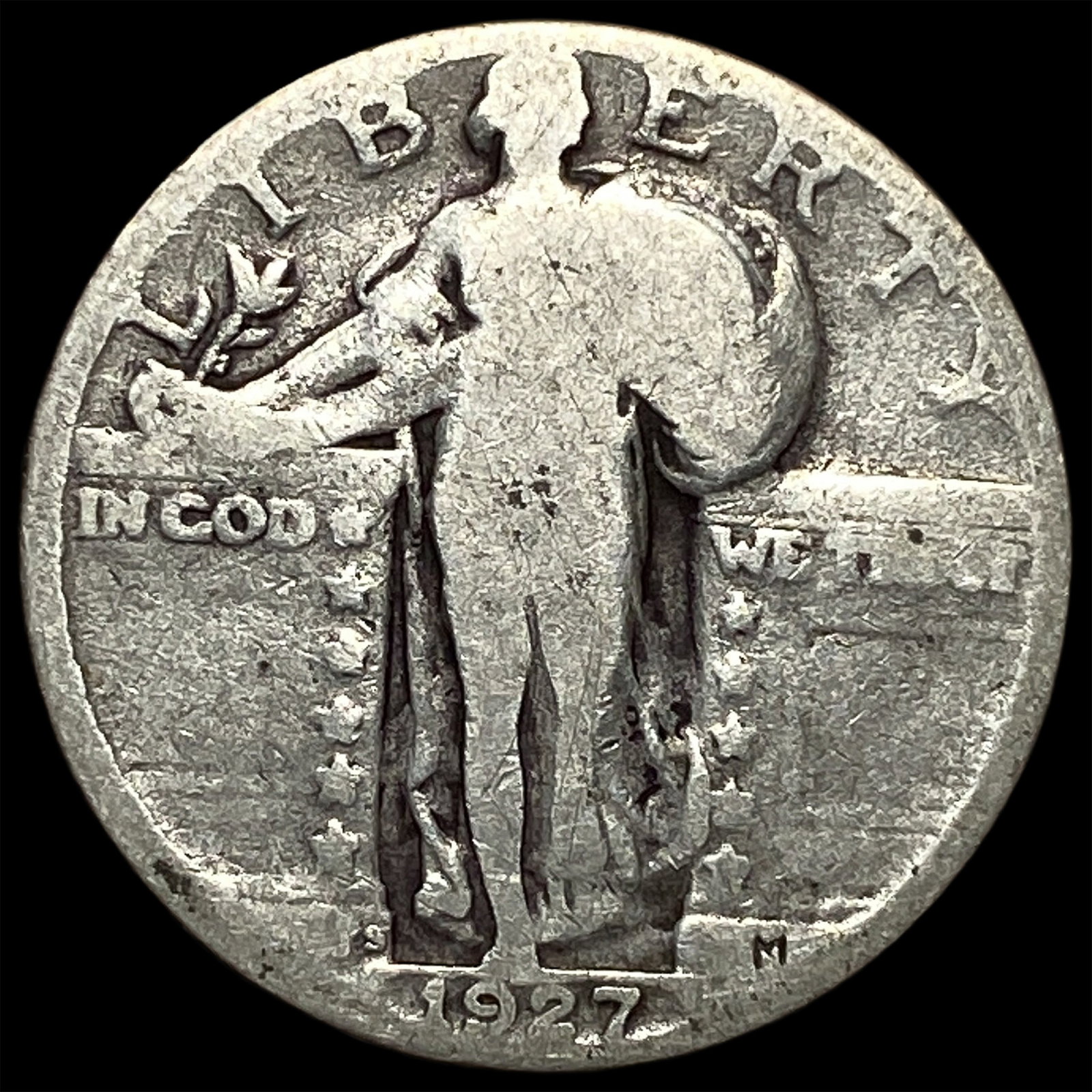 1927-S Silver Standing Liberty Quarter LIGHTLY CIRCULATED: 1927-S Silver Standing Liberty Quarter LIGHTLY CIRCULATED