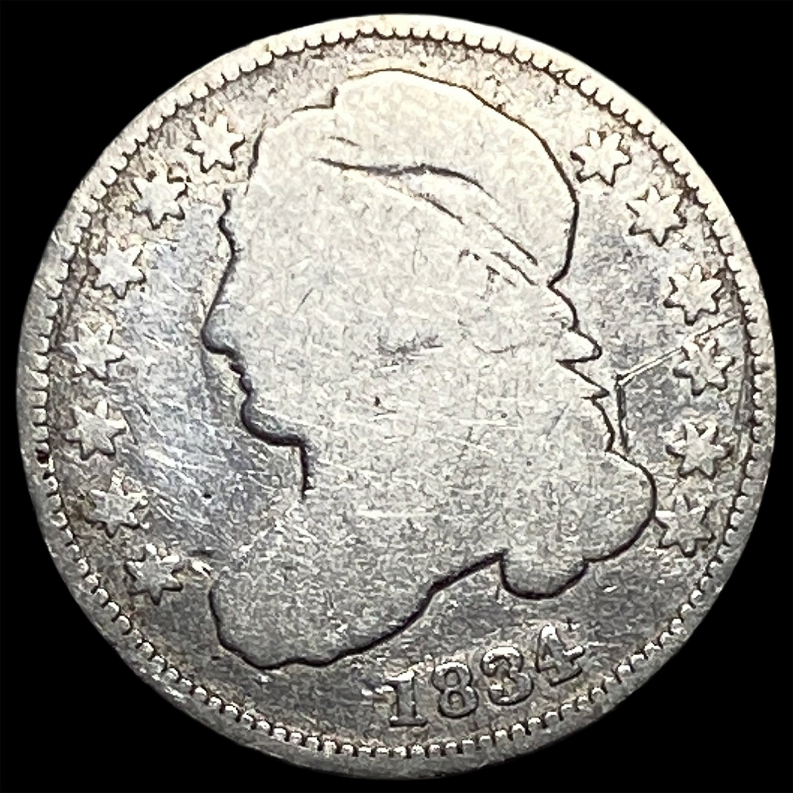 1834 Capped Bust Dime NICELY CIRCULATED: 1834 Capped Bust Dime NICELY CIRCULATED