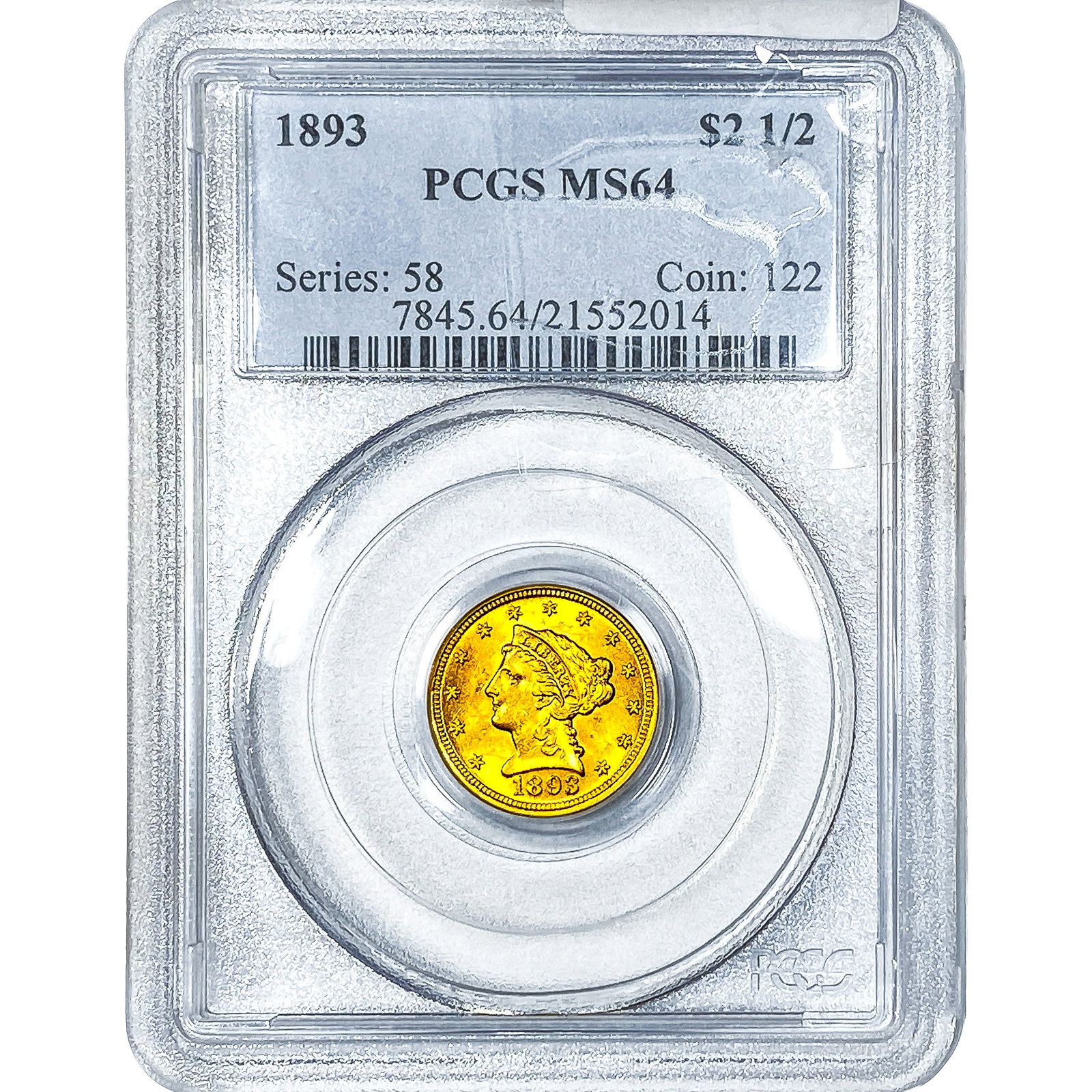 1893 $2.50 Gold Quarter Eagle PCGS MS64: 1893 $2.50 Gold Quarter Eagle PCGS MS64