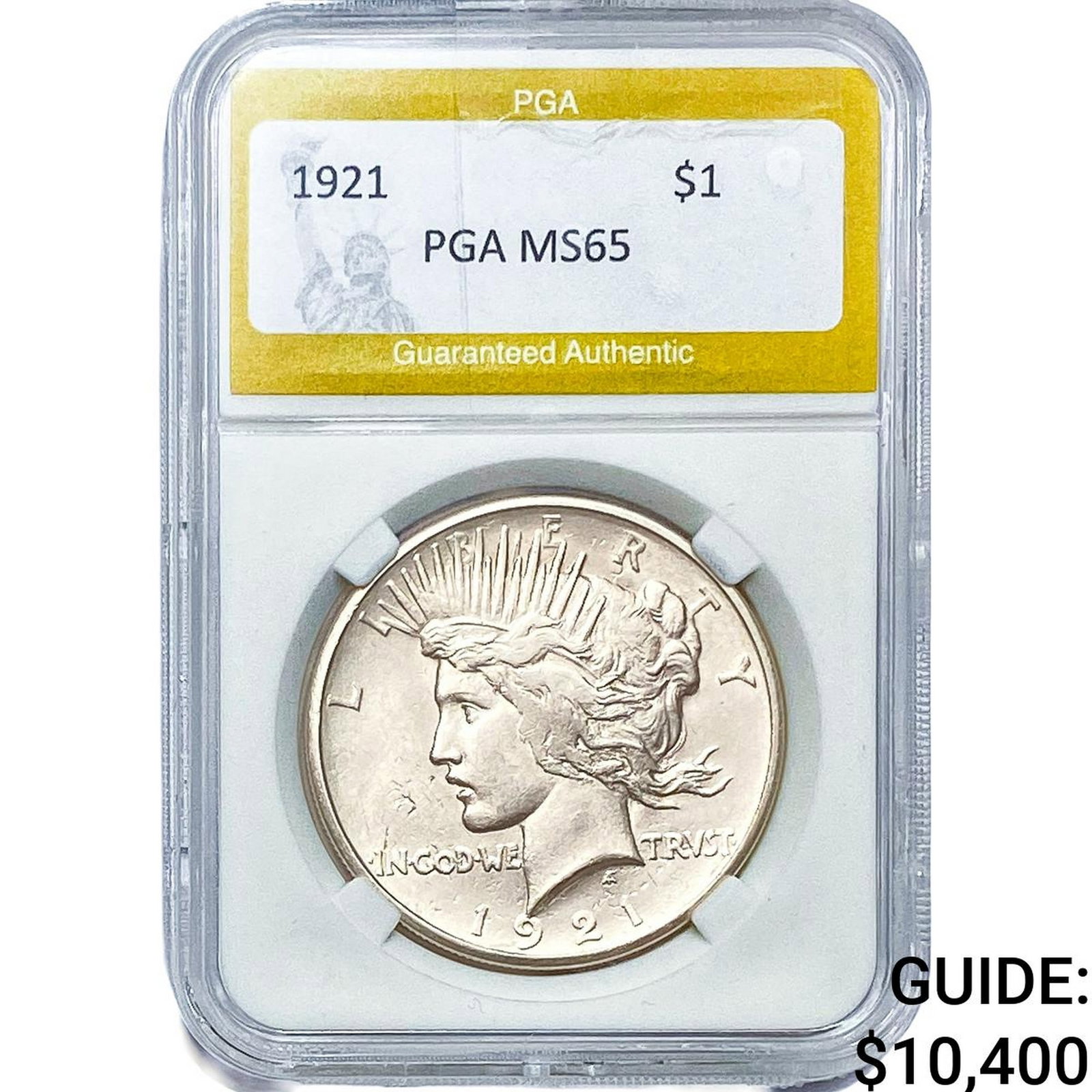 1921 Silver Peace Dollar PGA MS65: 1921 Silver Peace Dollar PGA MS65