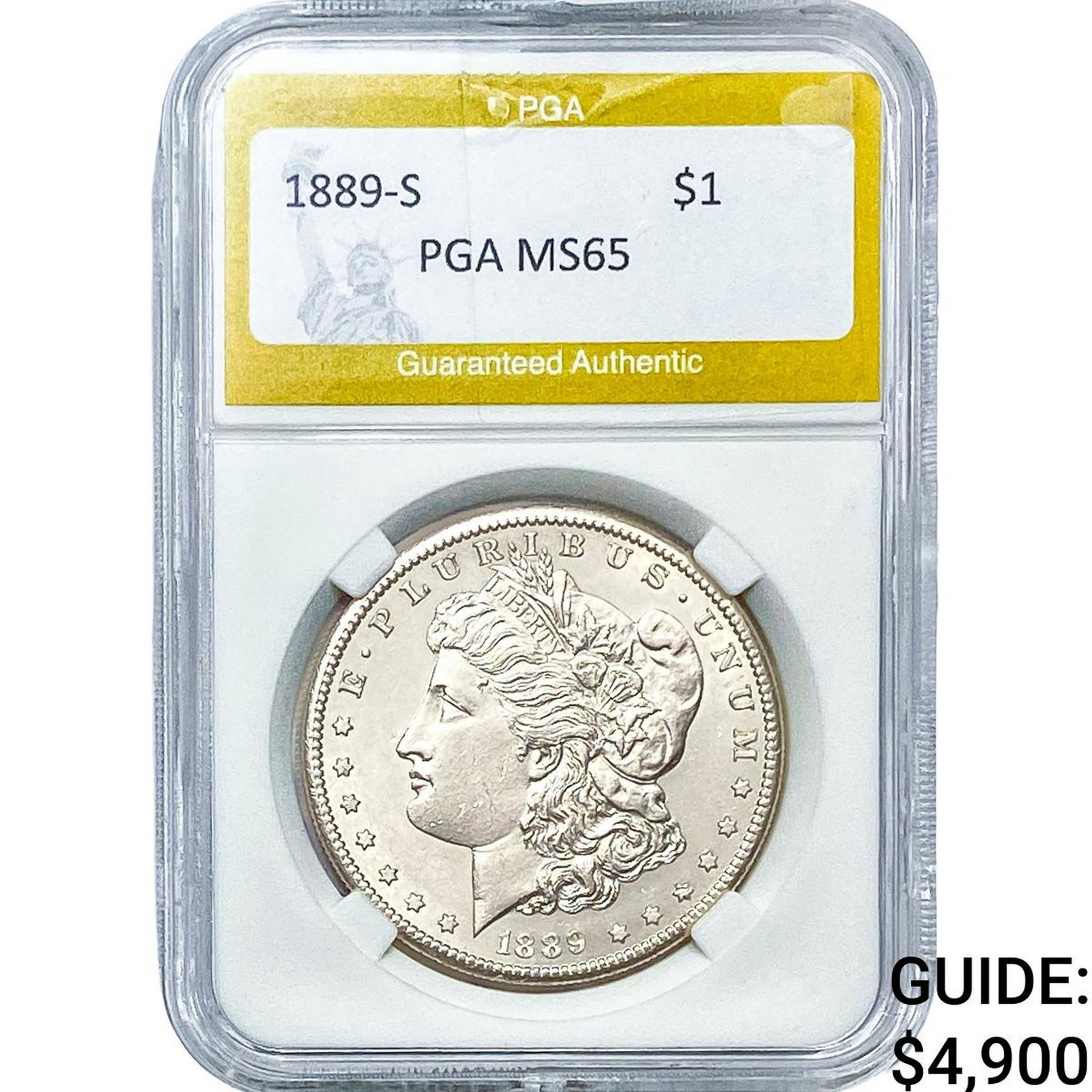1889-S Morgan Silver Dollar PGA MS65: 1889-S Morgan Silver Dollar PGA MS65