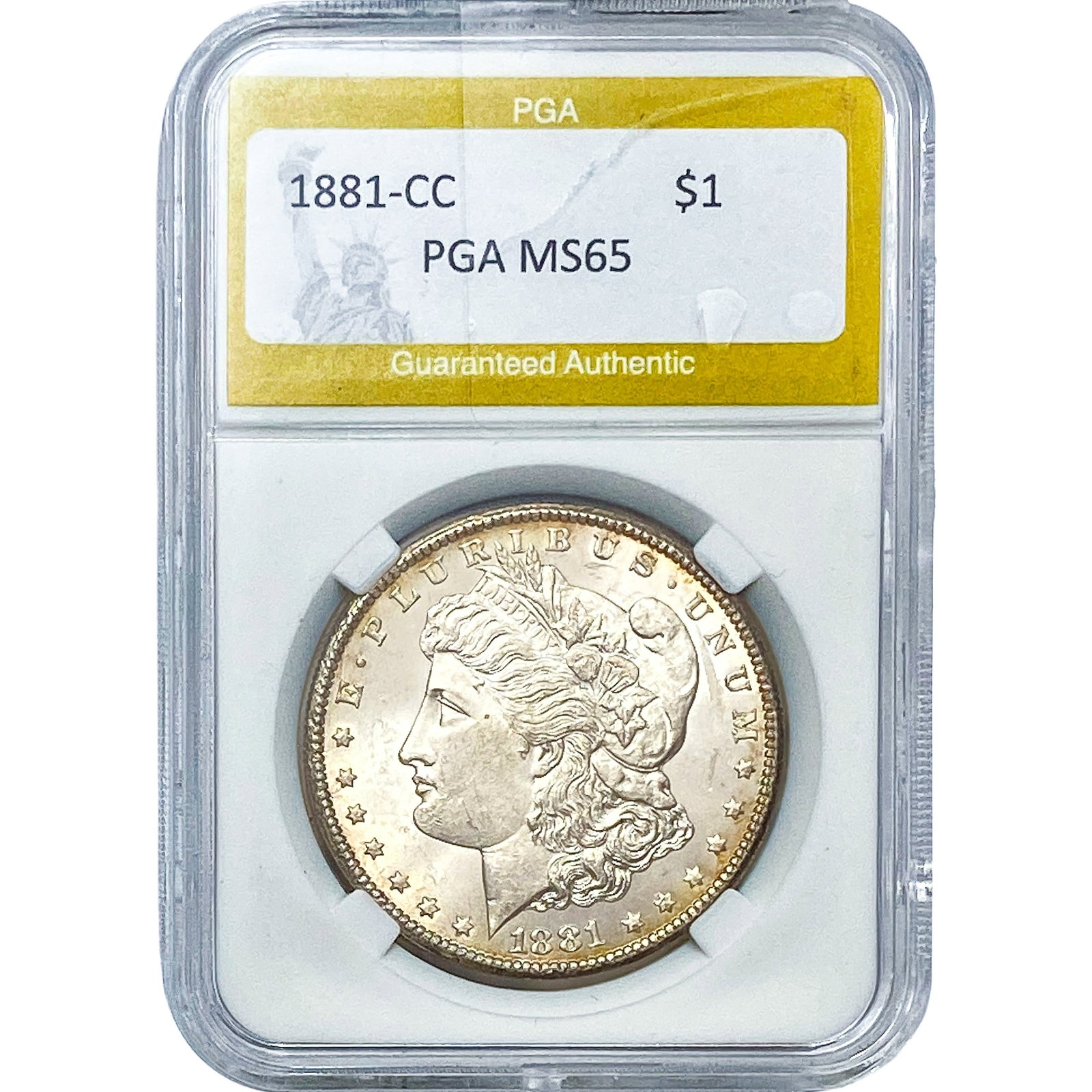 1881-CC Morgan Silver Dollar PGA MS65: 1881-CC Morgan Silver Dollar PGA MS65