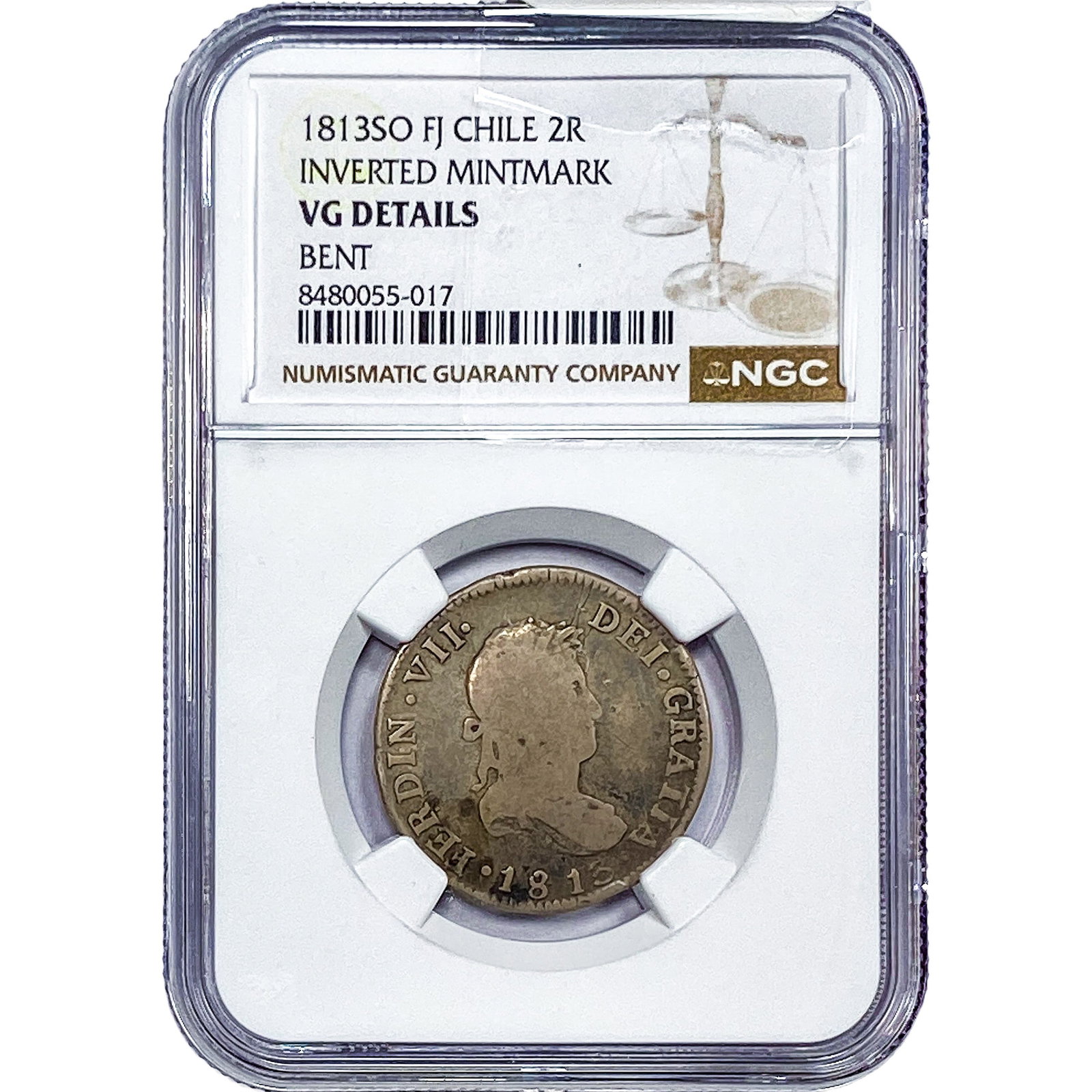 1813 Colonial Spain Silver 2 Reales NGC VG Details: 1813 Colonial Spain Silver 2 Reales NGC VG Details