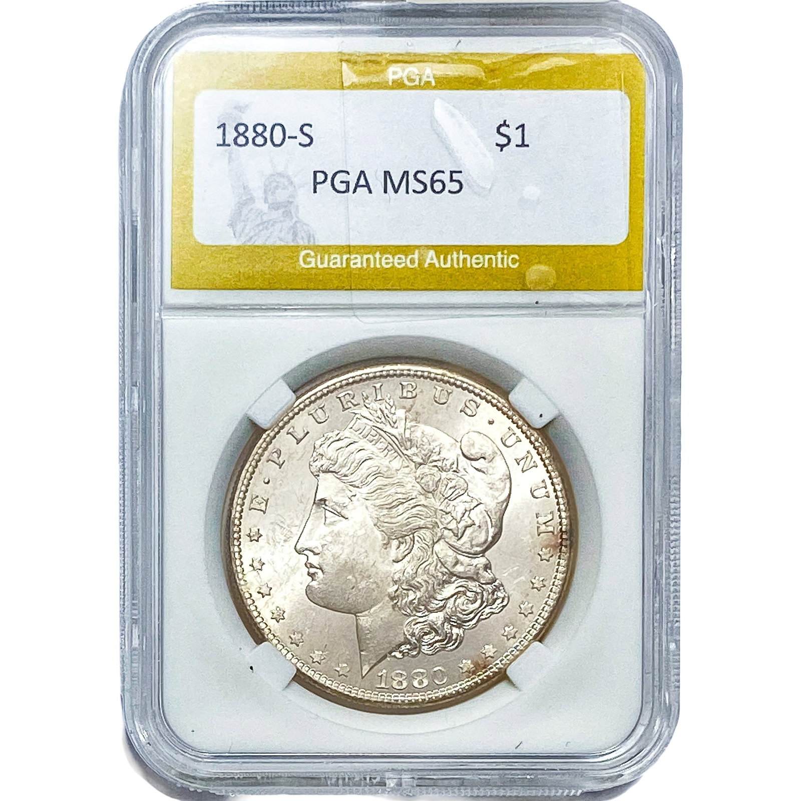 1880-S Morgan Silver Dollar PGA MS65: 1880-S Morgan Silver Dollar PGA MS65