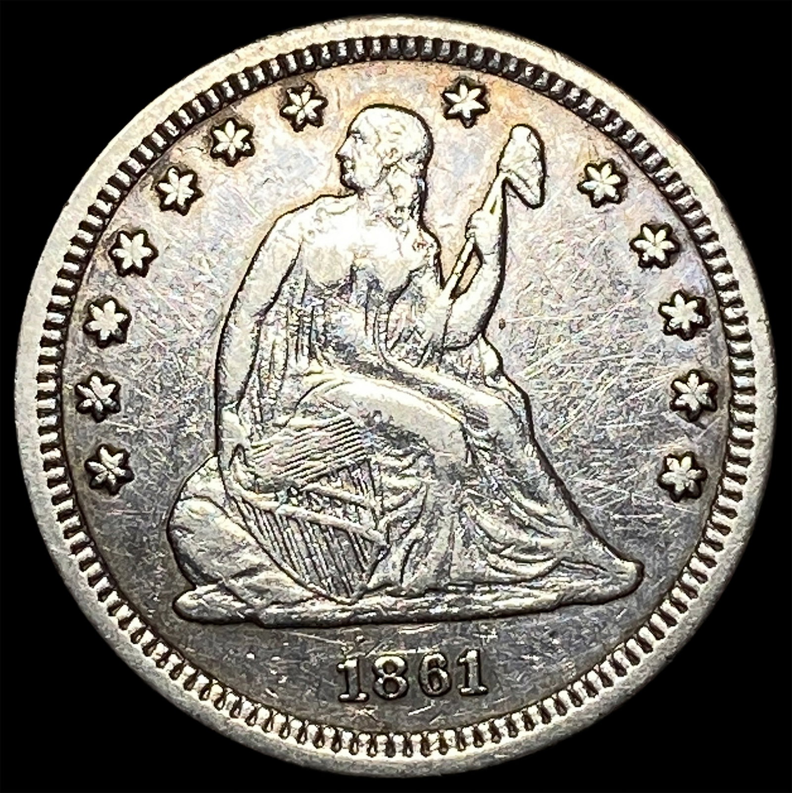 1861 Seated Liberty Quarter CHOICE AU: 1861 Seated Liberty Quarter CHOICE AU