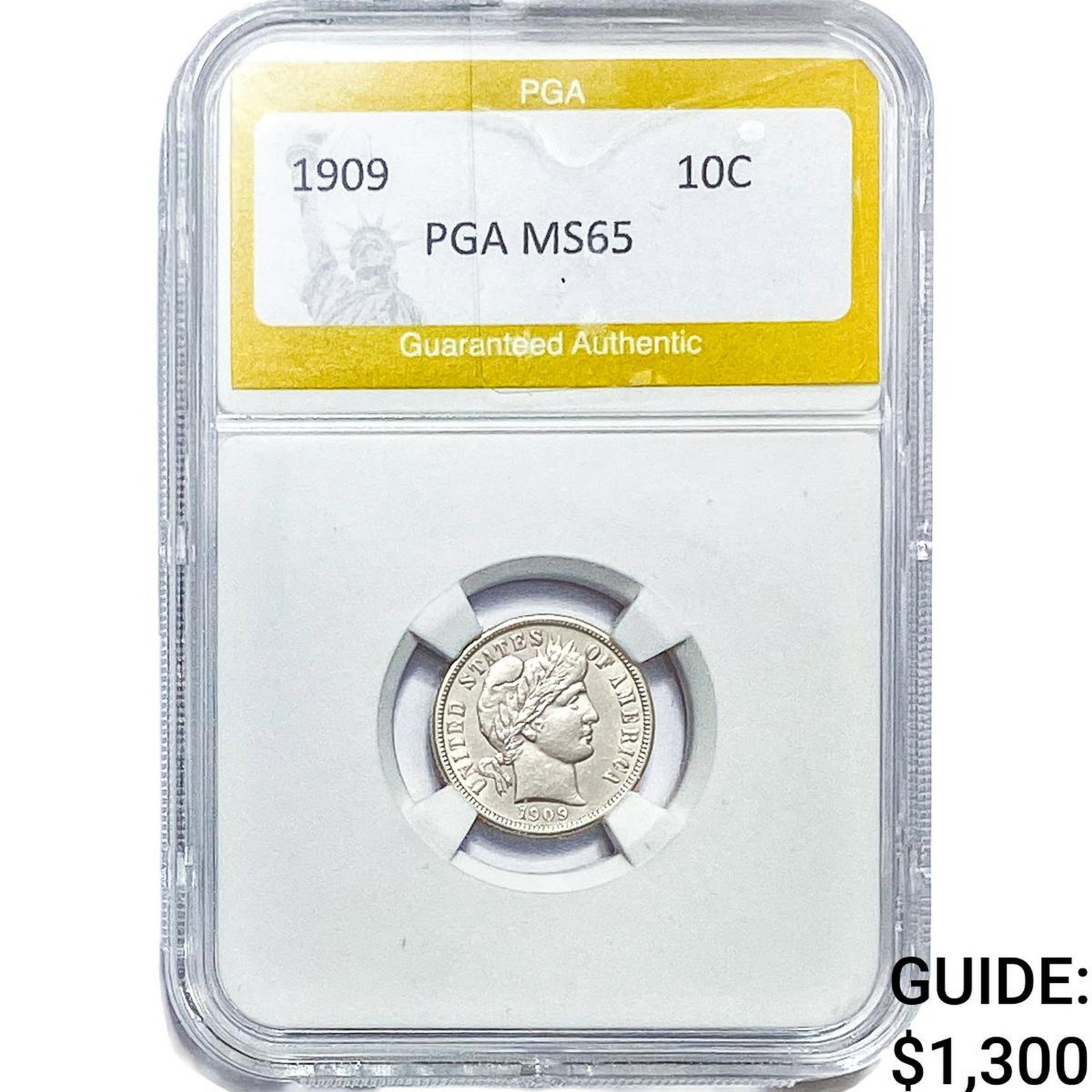 1909 Barber Dime PGA MS65: 1909 Barber Dime PGA MS65