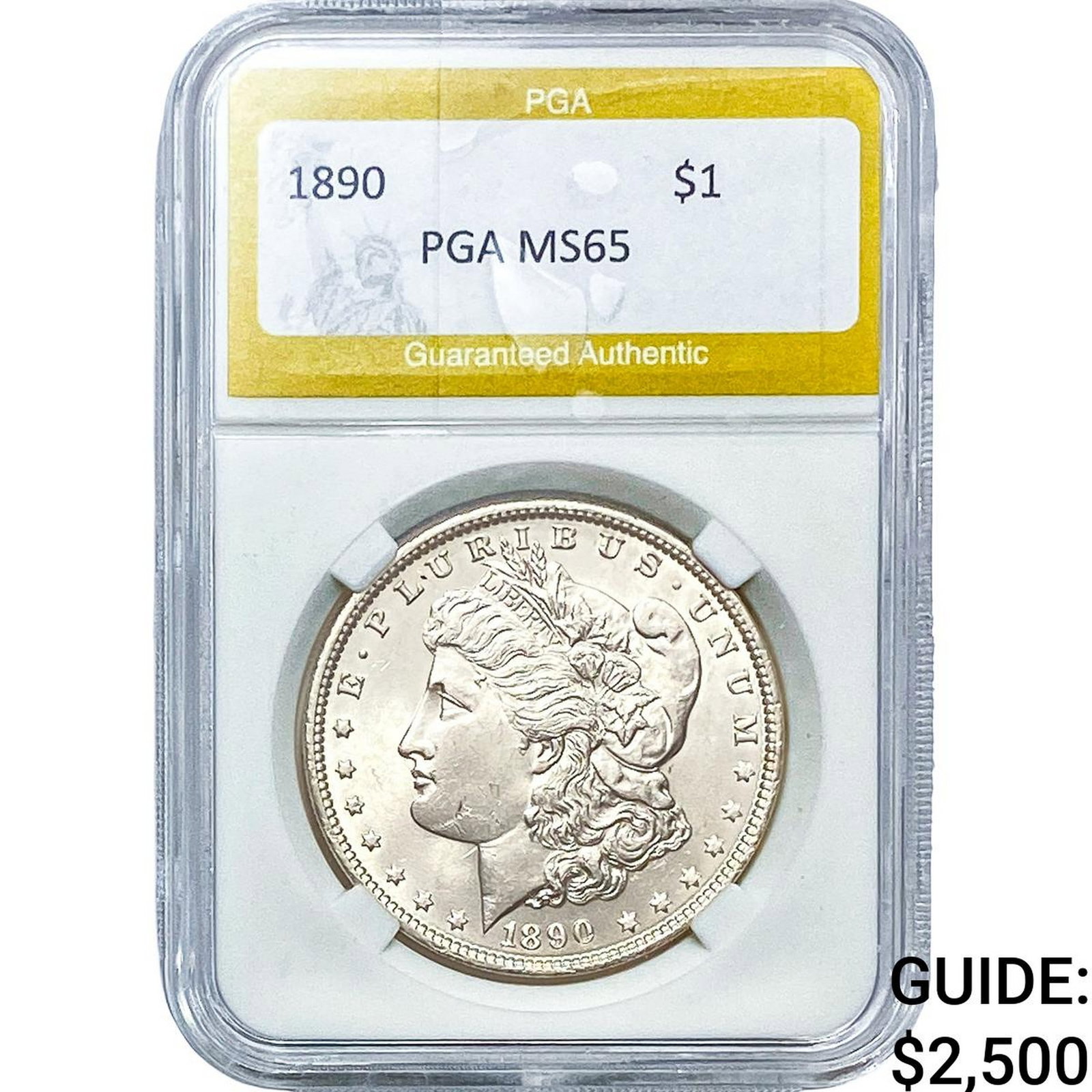 1890 Morgan Silver Dollar PGA MS65: 1890 Morgan Silver Dollar PGA MS65