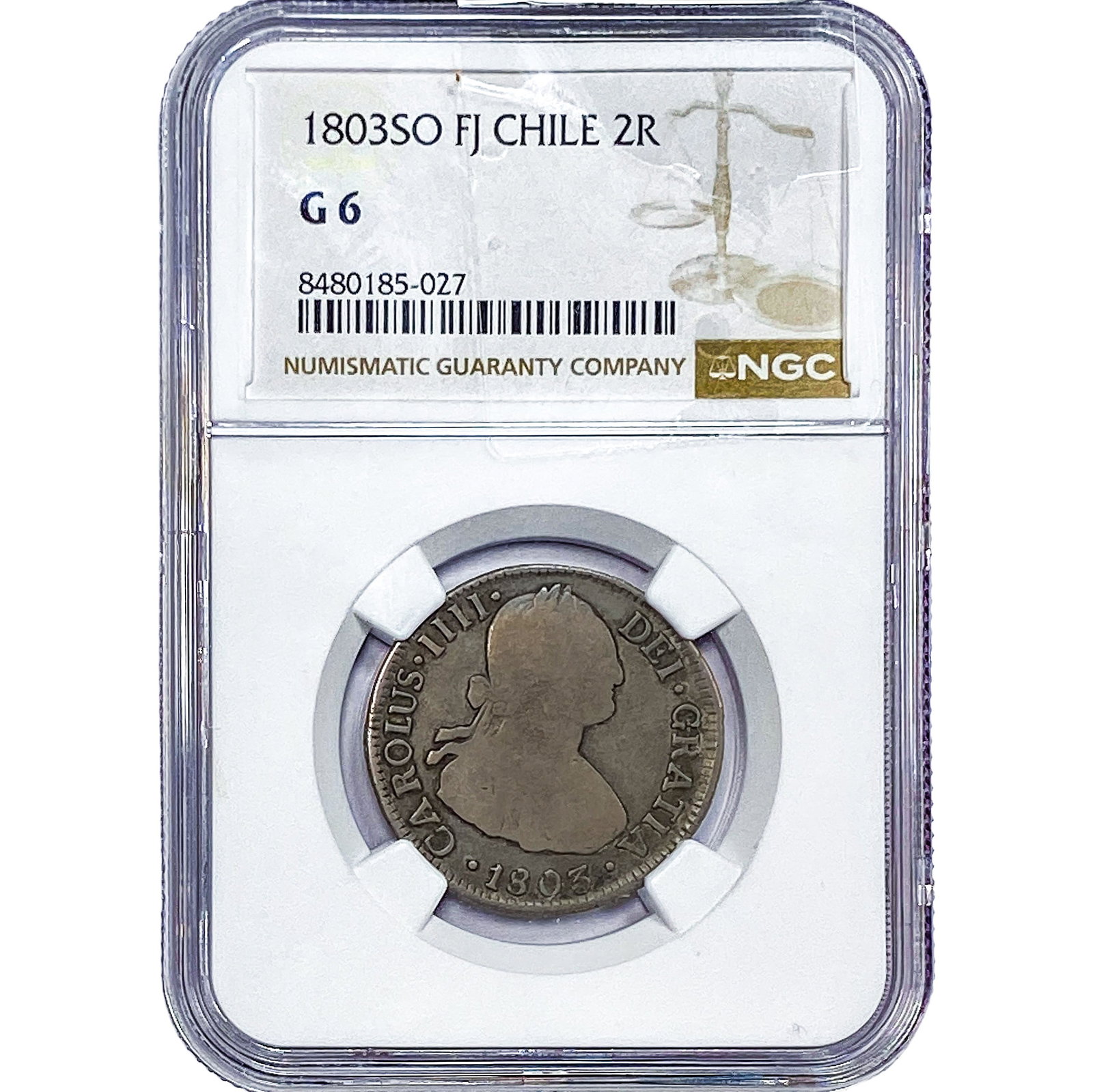 1803 Colonial Spain Silver 2 Reales NGC G6 (1 of 2)
