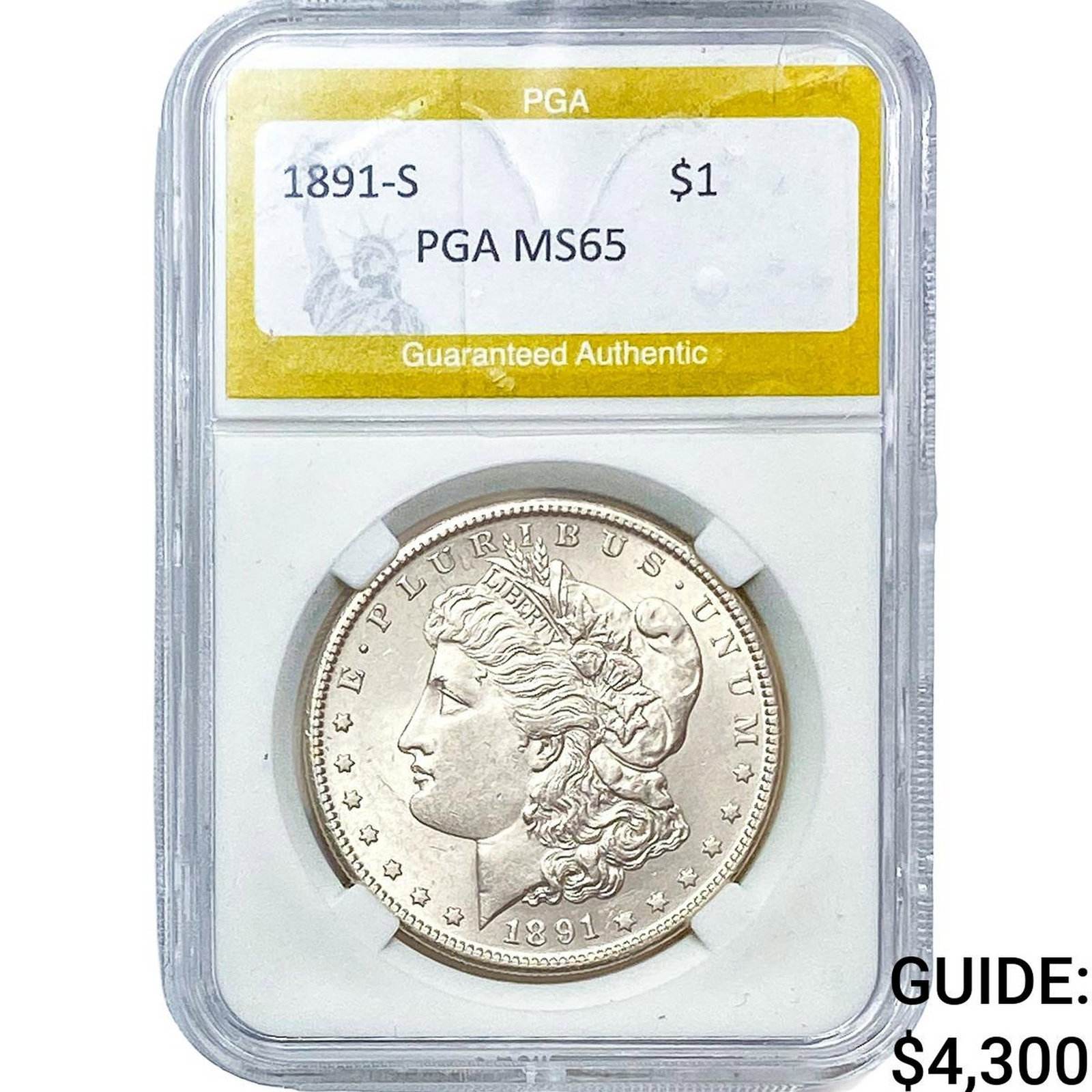 1891-S Morgan Silver Dollar PGA MS65: 1891-S Morgan Silver Dollar PGA MS65