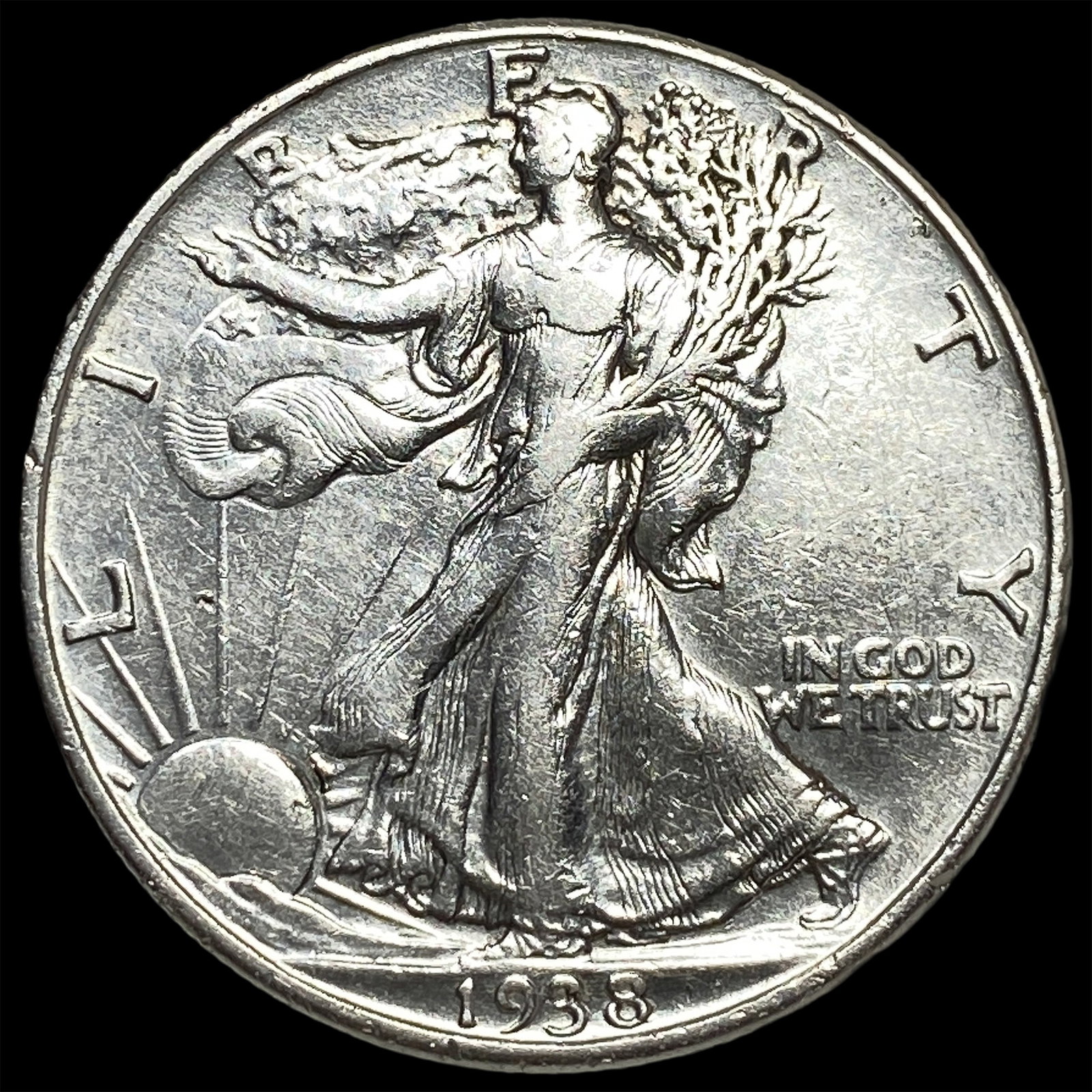 1938-D Silver Walking Liberty Half Dollar CLOSELY UNCIRCULATED: 1938-D Silver Walking Liberty Half Dollar CLOSELY UNCIRCULATED