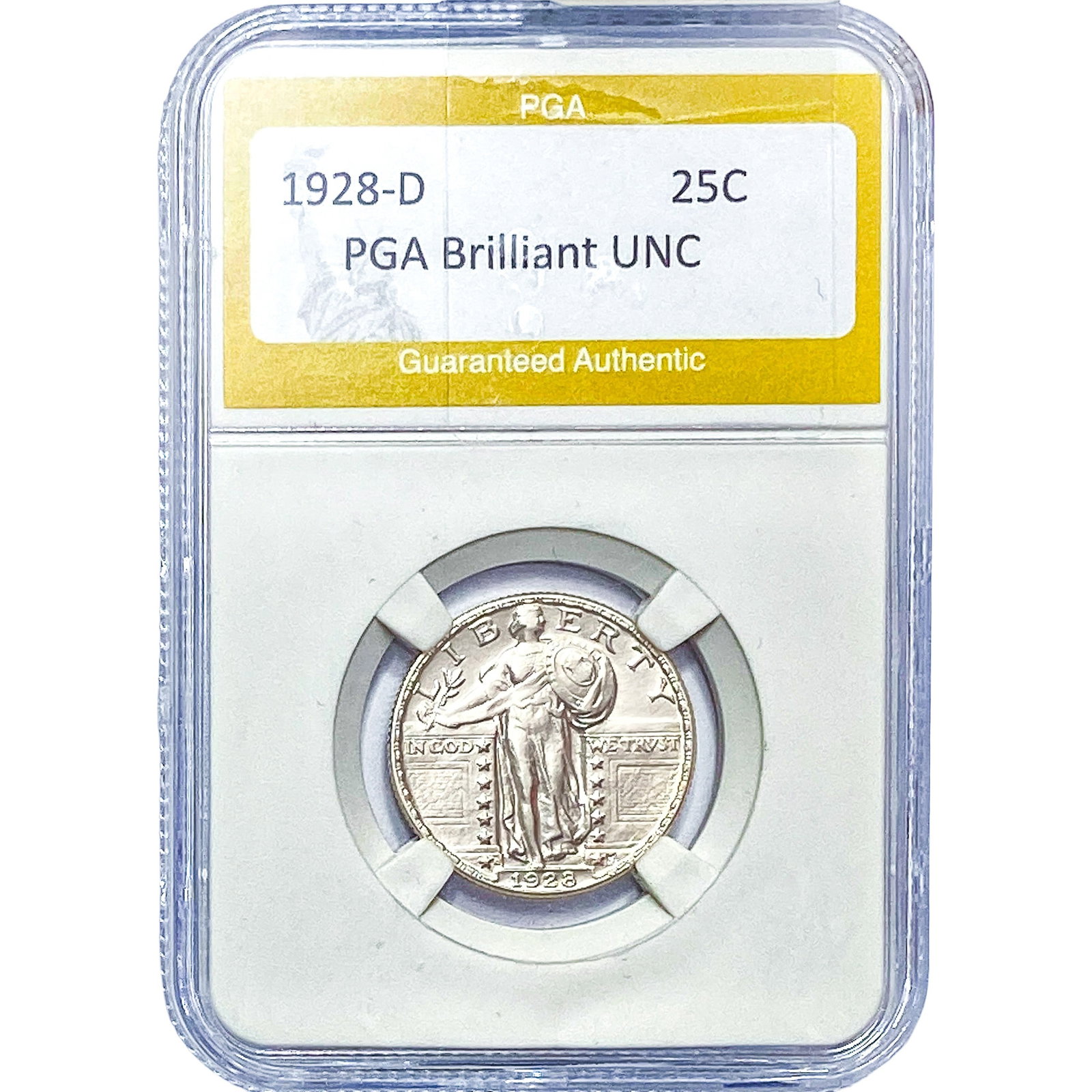 1928-D Standing Liberty Quarter PGA Brilliant UNC: 1928-D Standing Liberty Quarter PGA Brilliant UNC