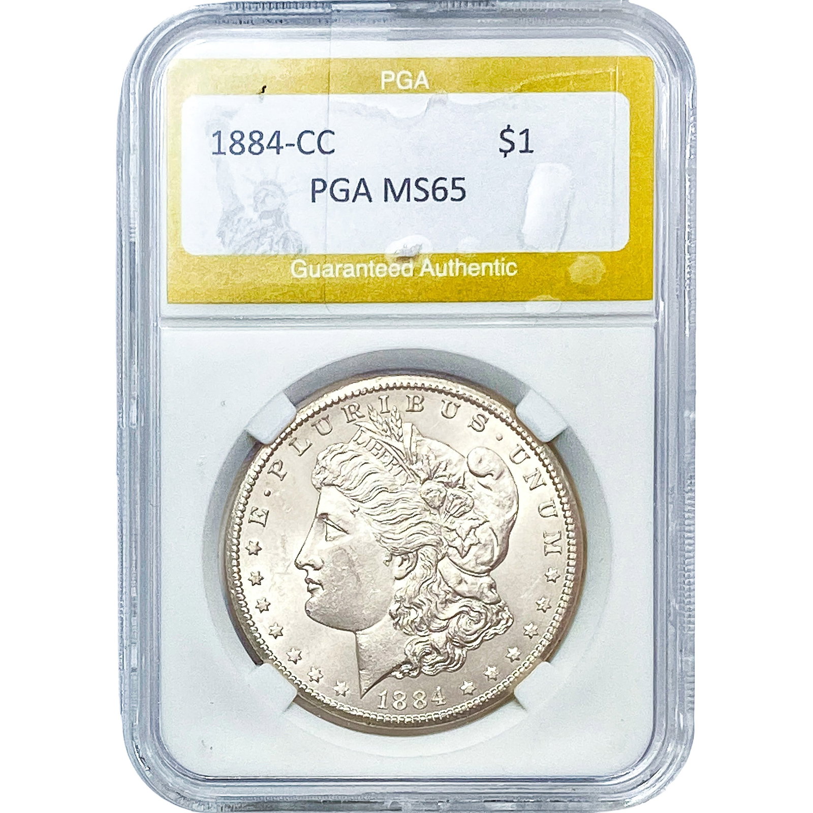 1884-CC Morgan Silver Dollar PGA MS65: 1884-CC Morgan Silver Dollar PGA MS65