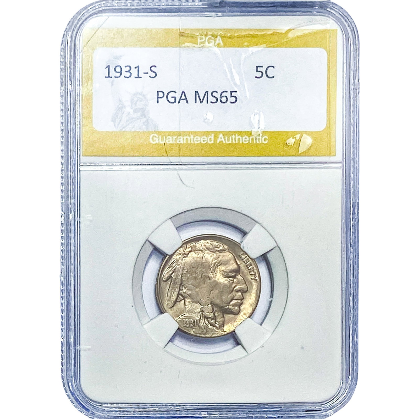 1931-S Buffalo Nickel PGA MS65: 1931-S Buffalo Nickel PGA MS65