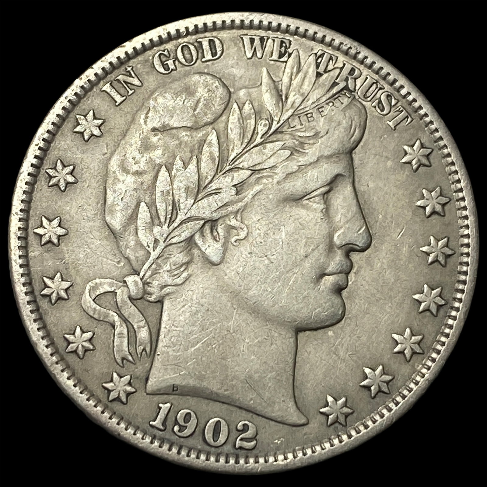 1902 Silver Barber Half Dollar CLOSELY UNCIRCULATED: 1902 Silver Barber Half Dollar CLOSELY UNCIRCULATED