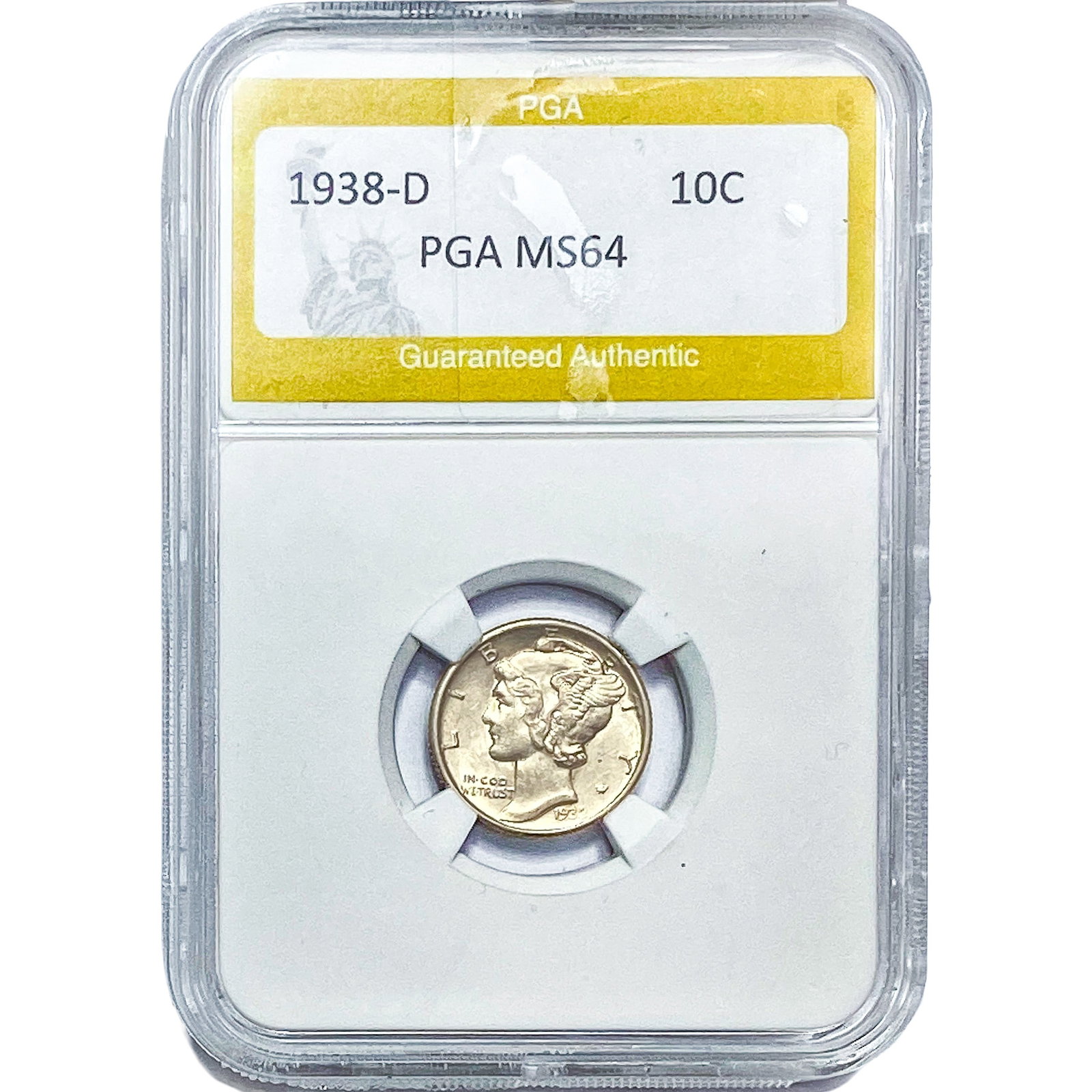 1938-D Mercury Silver Dime PGA MS64: 1938-D Mercury Silver Dime PGA MS64