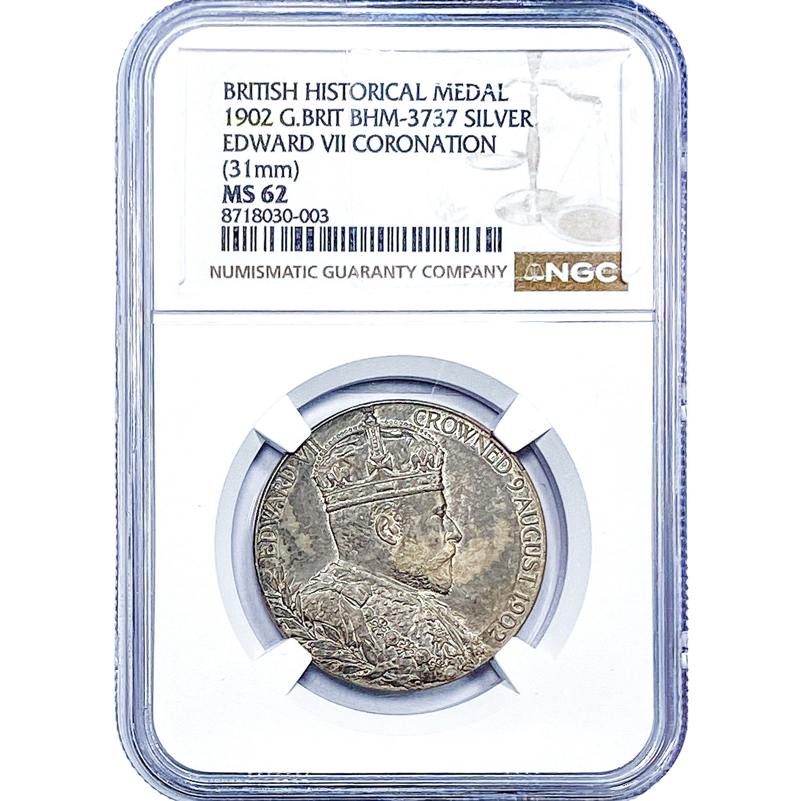 1902 Edward VII Silver Coronation Medal NGC MS62 (1 of 2)