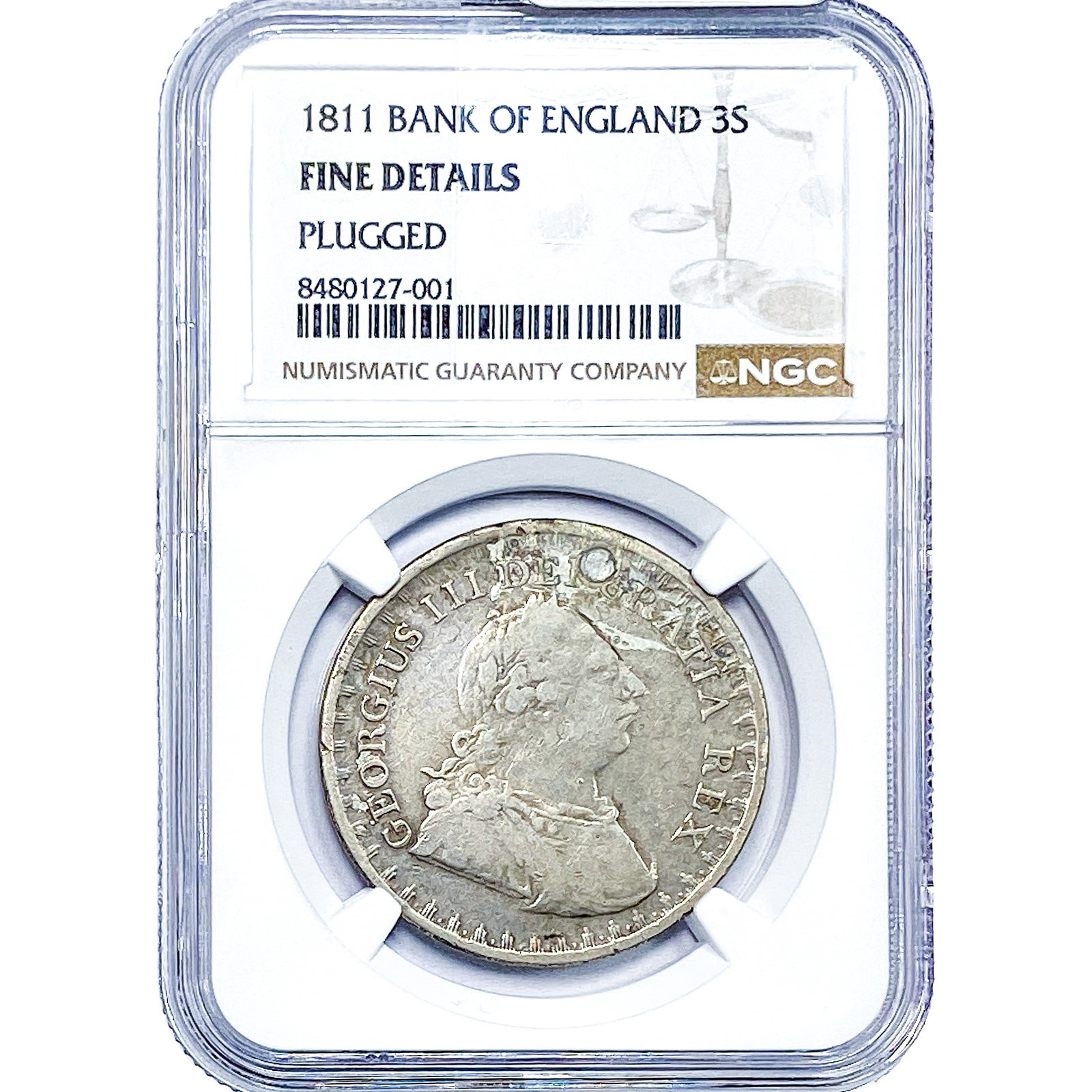 1811 Bank of England Silver 3 Shiling Bank Token NGC Fine Details (1 of 2)