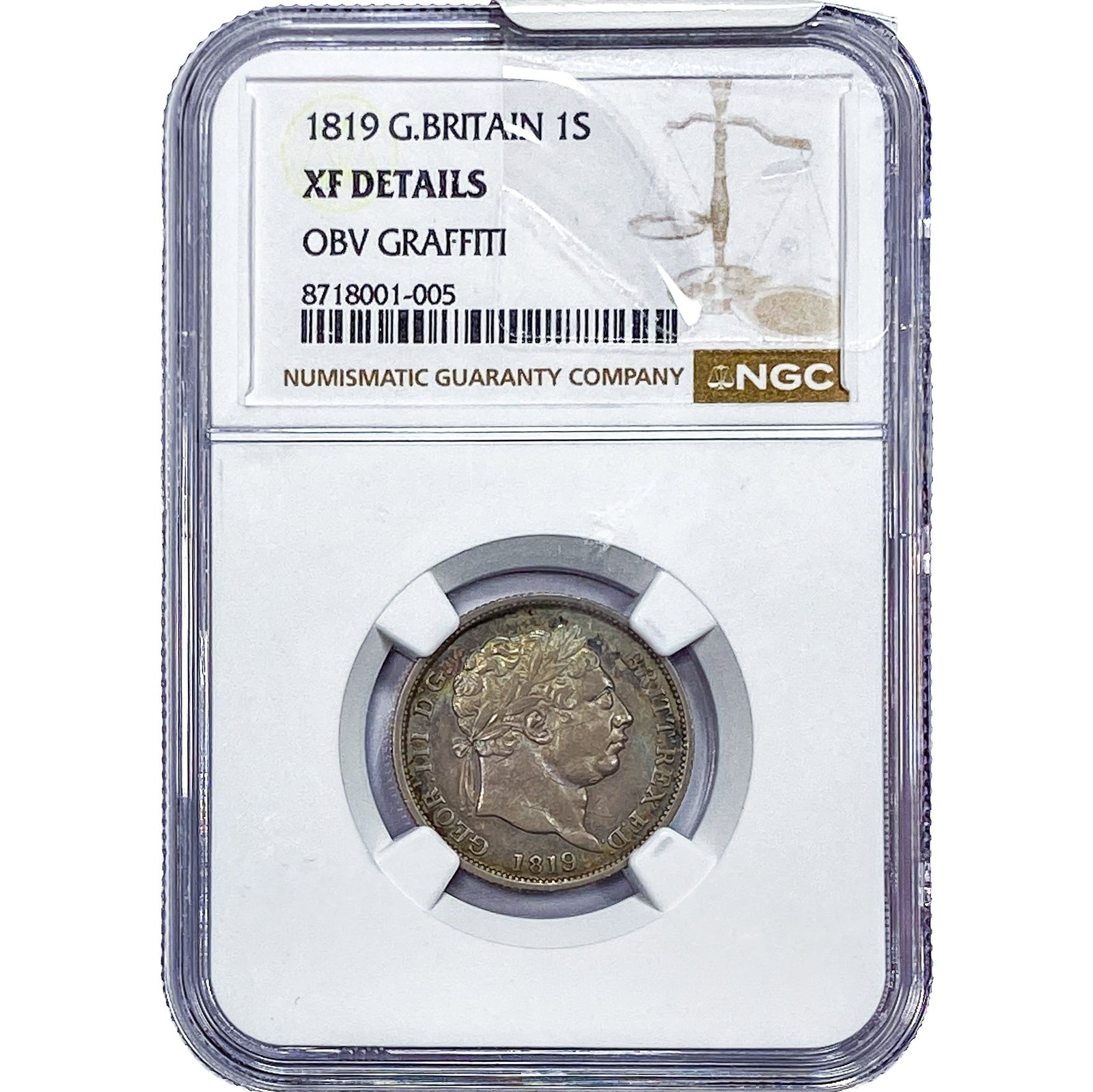 1819 Great Britain Silver 1 Shilling NGC XF Details: 1819 Great Britain Silver 1 Shilling NGC XF Details
