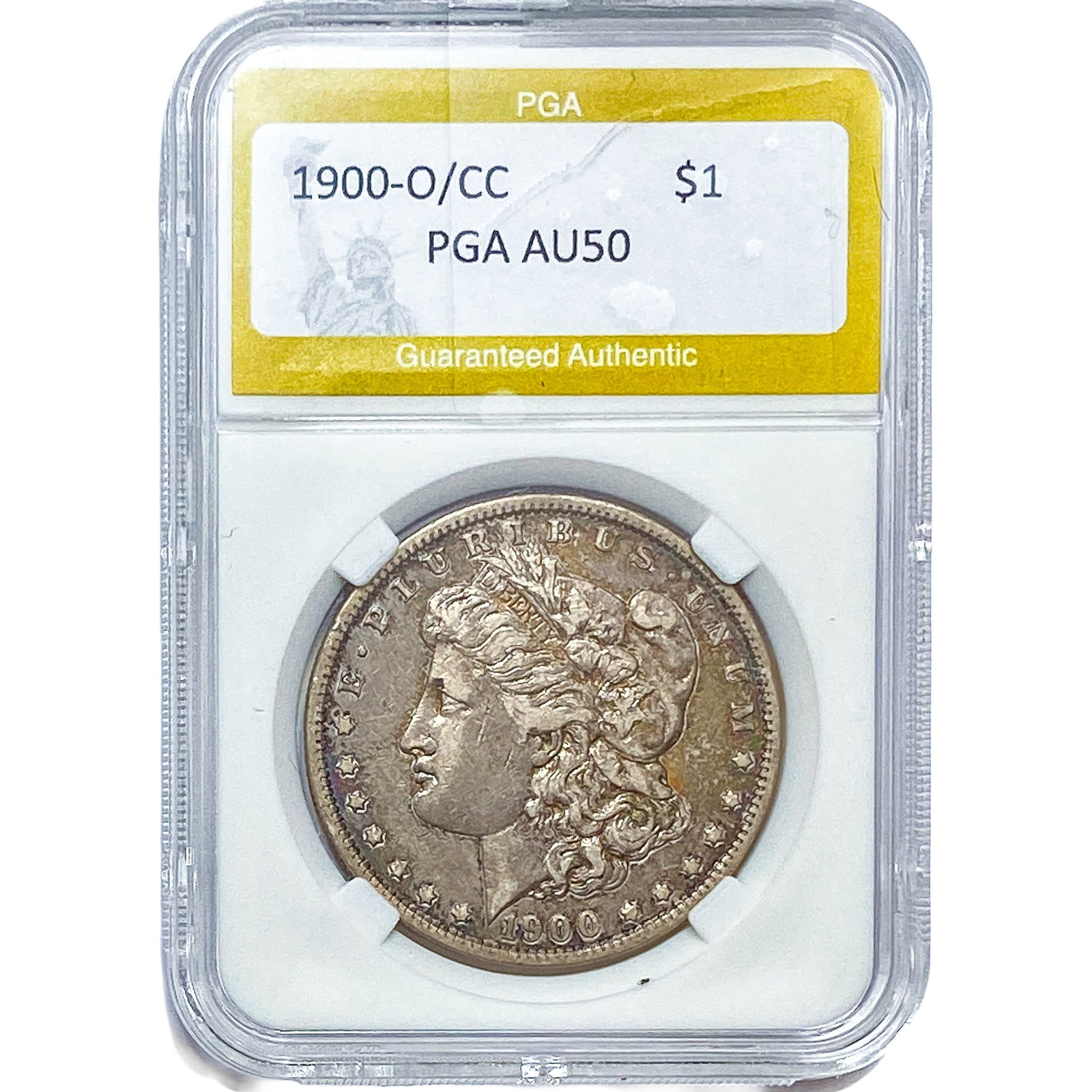 1900-O/CC Morgan Silver Dollar PGA AU50: 1900-O/CC Morgan Silver Dollar PGA AU50
