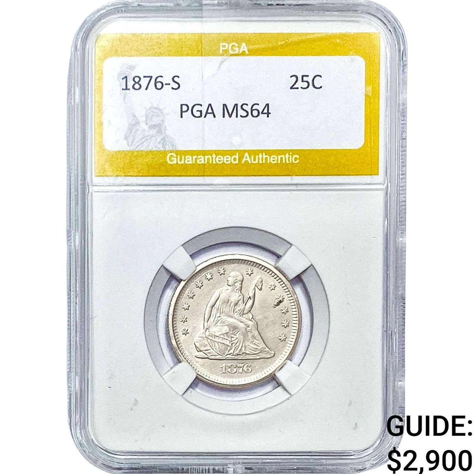 1876-S Seated Liberty Quarter PGA MS64: 1876-S Seated Liberty Quarter PGA MS64
