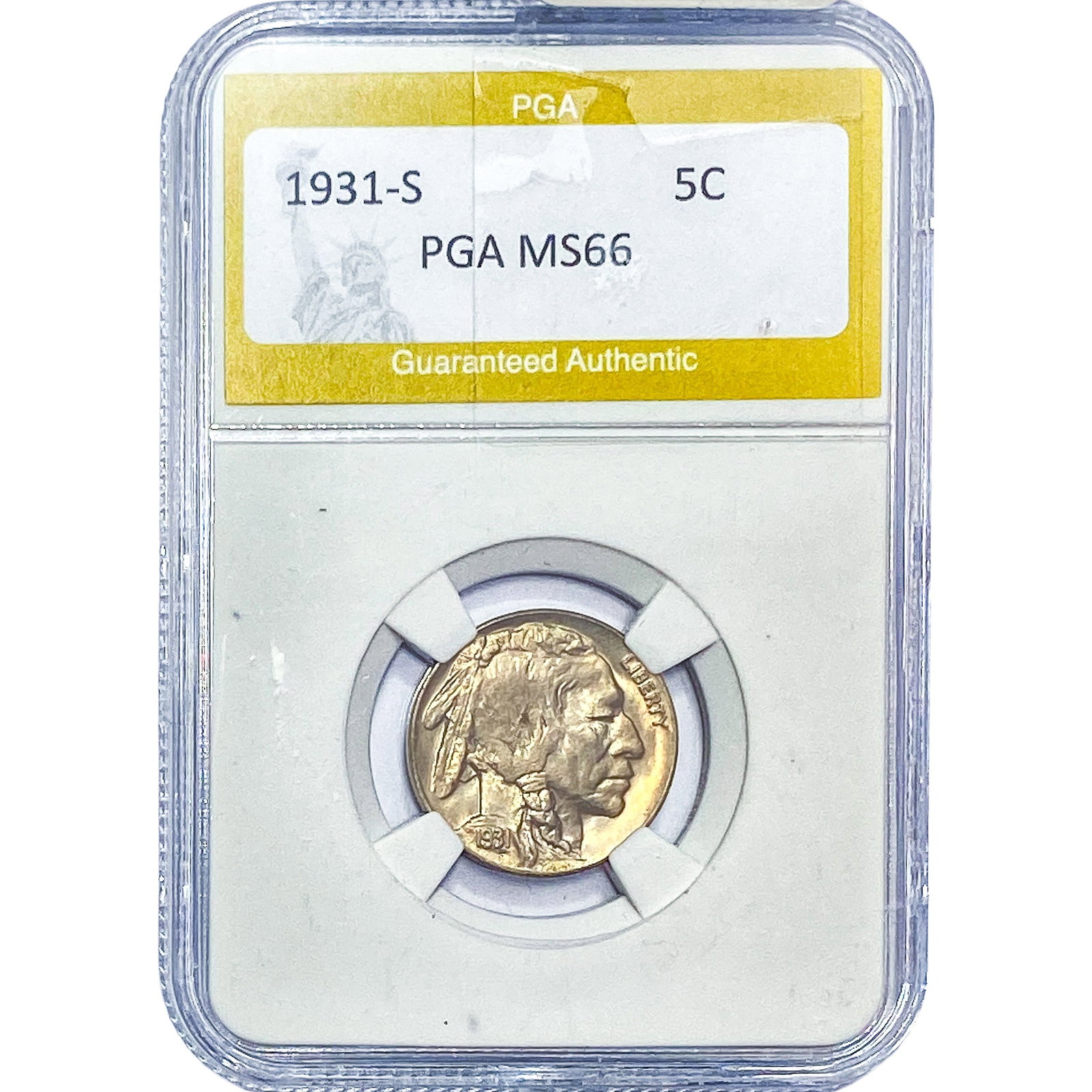 1931-S Buffalo Nickel PGA MS66: 1931-S Buffalo Nickel PGA MS66