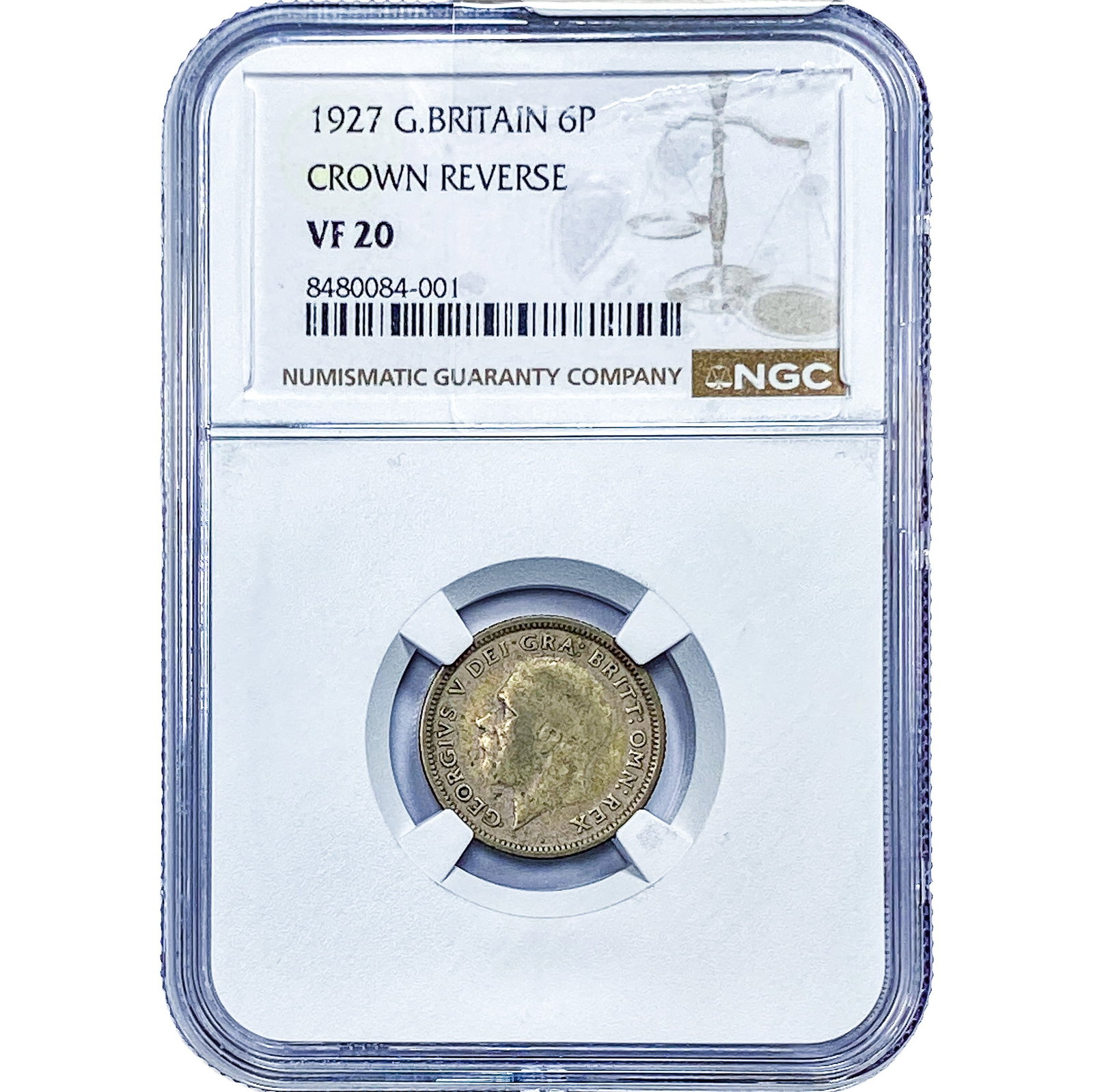 1927 Great Britain Silver 6 Pence NGC VF20: 1927 Great Britain Silver 6 Pence NGC VF20