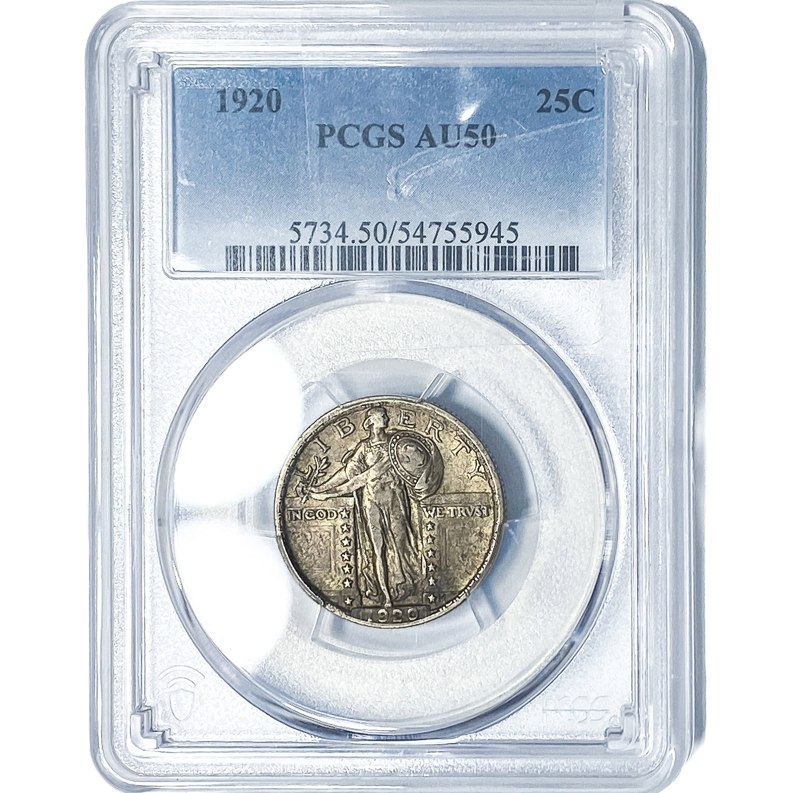 1920 Standing Liberty Quarter PCGS AU50: 1920 Standing Liberty Quarter PCGS AU50