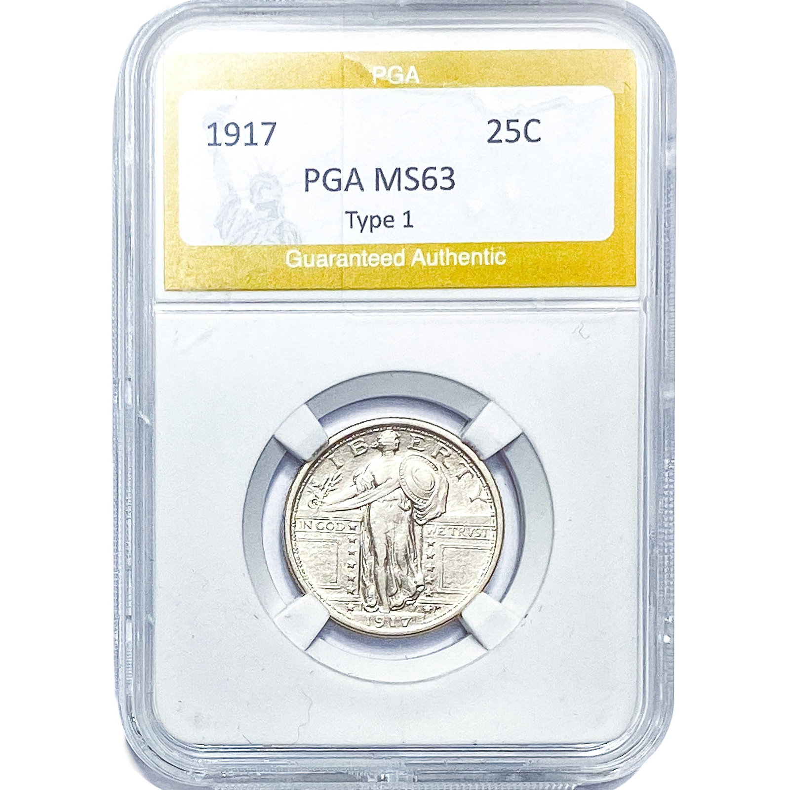 1917 Standing Liberty Quarter PGA MS63 Type 1: 1917 Standing Liberty Quarter PGA MS63 Type 1