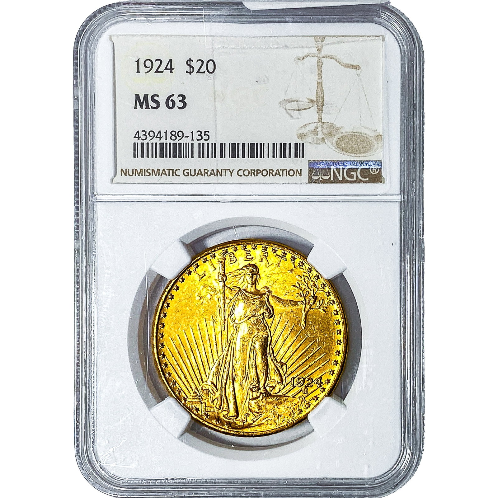 1924 $20 Gold Double Eagle NGC MS63: 1924 $20 Gold Double Eagle NGC MS63