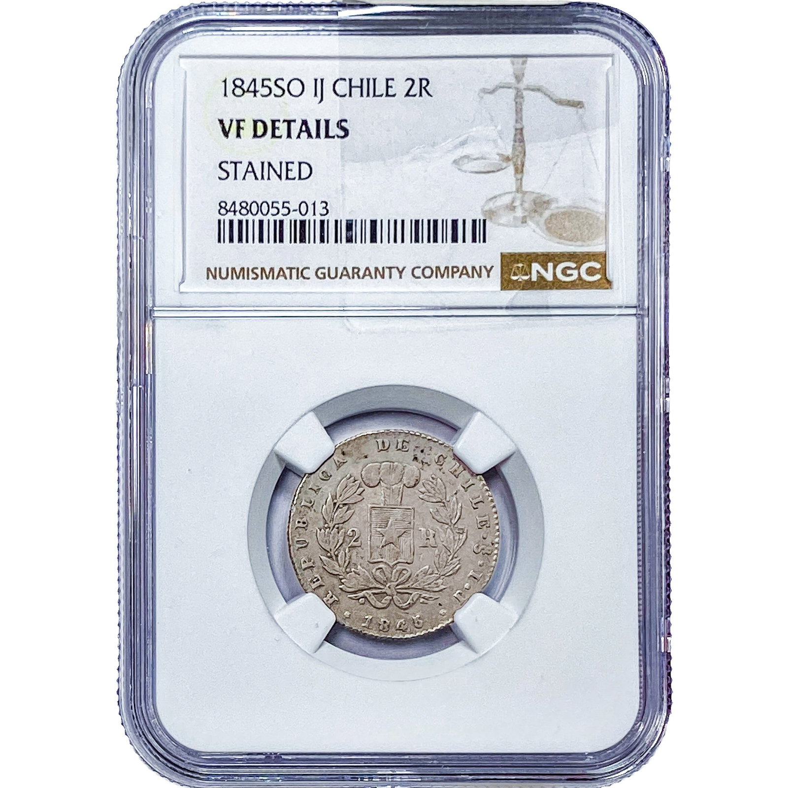 1845 Chile Silver 2 Reales NGC VF Details (1 of 2)