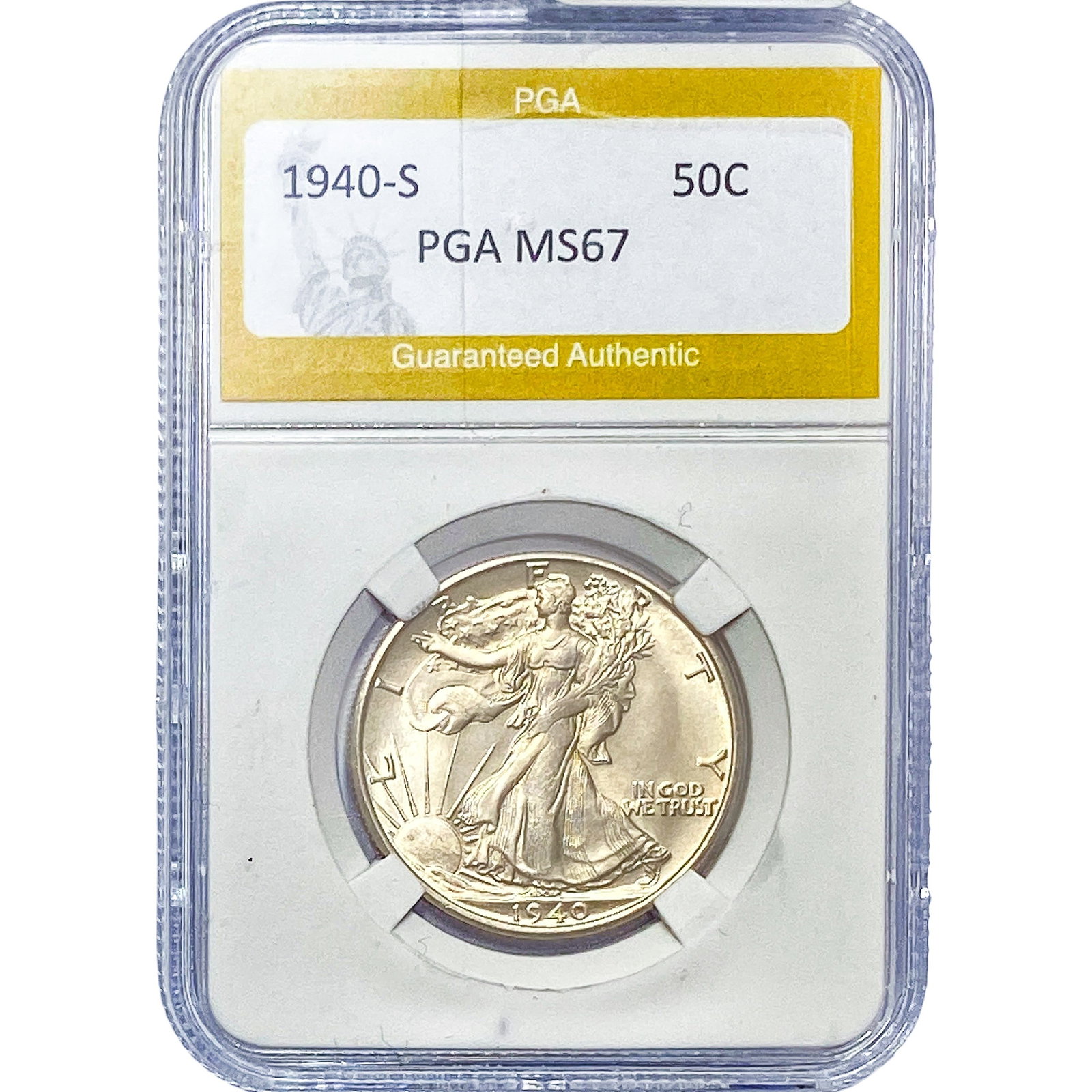 1940-S Walking Liberty Half Dollar PGA MS67: 1940-S Walking Liberty Half Dollar PGA MS67