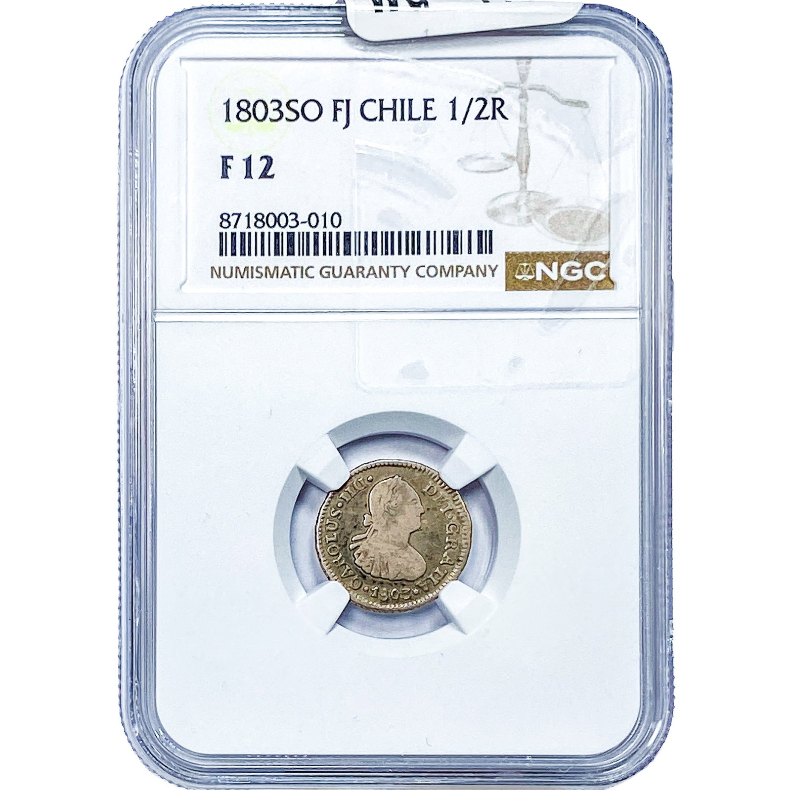 1803 Colonial Spain Silver 1/2 Real NGC F12: 1803 Colonial Spain Silver 1/2 Real NGC F12