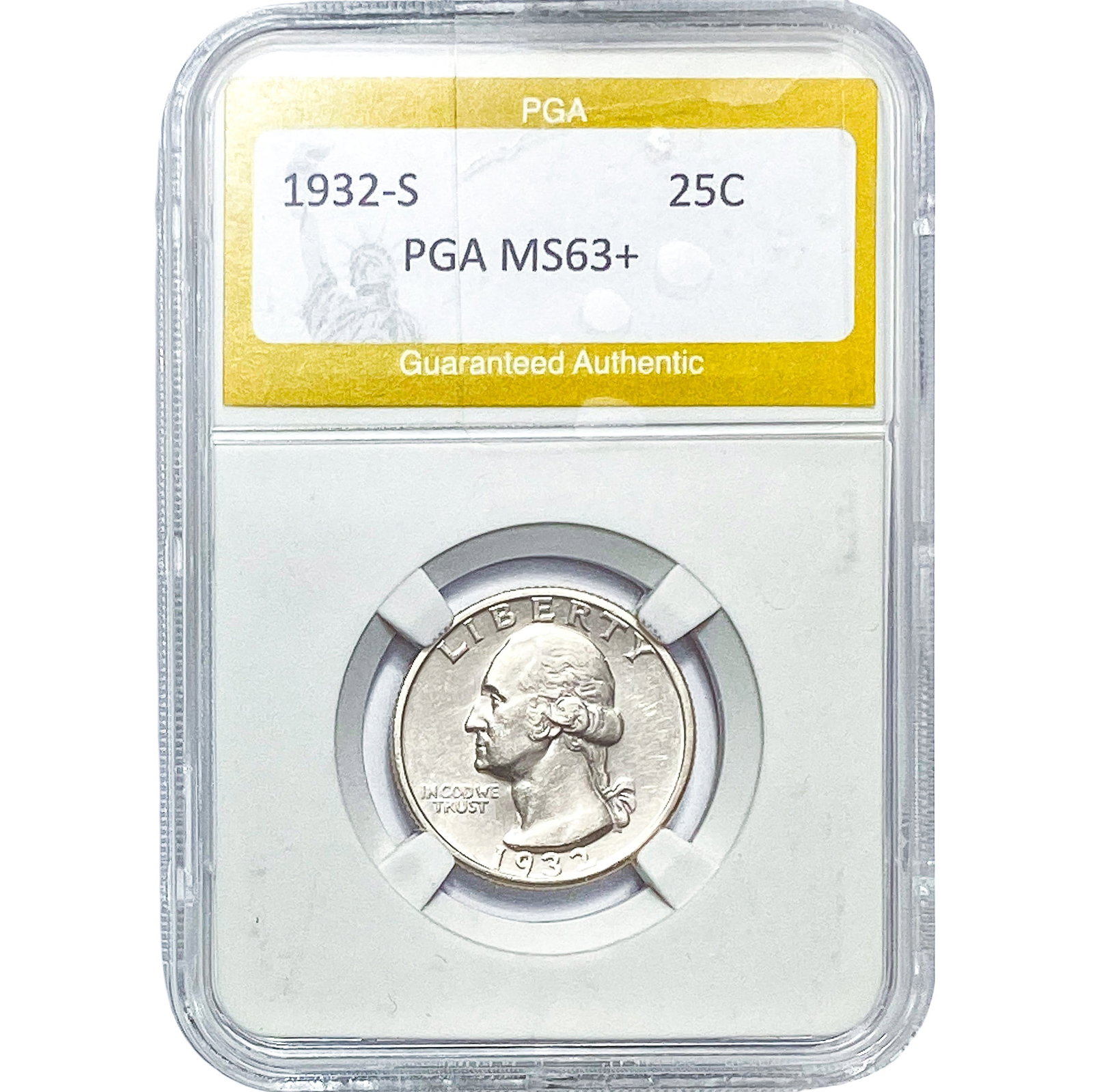 1932-S Washington Silver Quarter PGA MS63+: 1932-S Washington Silver Quarter PGA MS63+