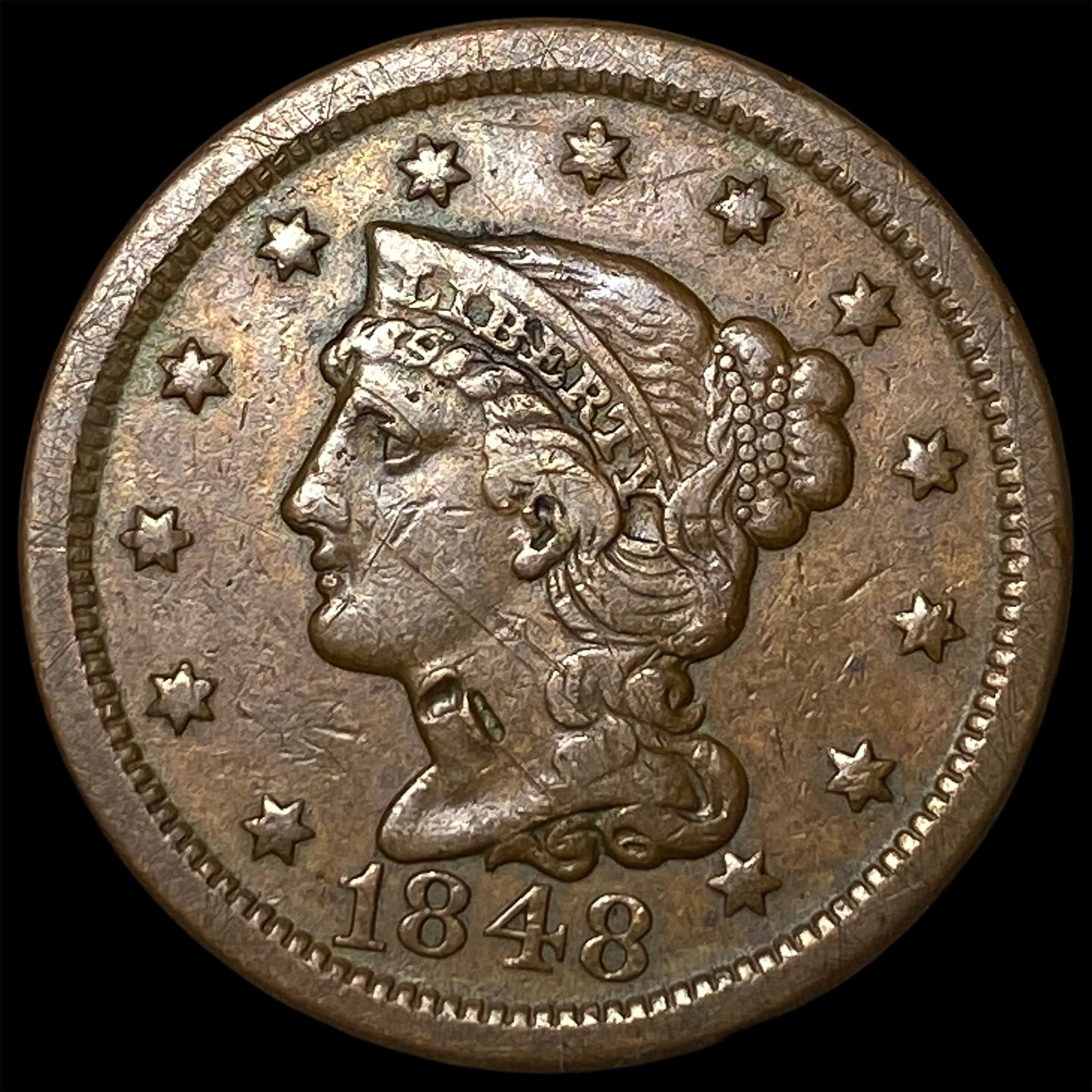 1848 Braided Hair Large Cent HIGH GRADE: 1848 Braided Hair Large Cent HIGH GRADE